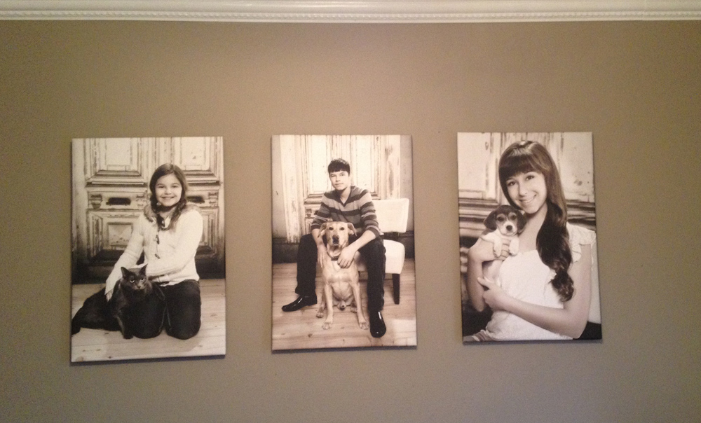 My kids in the kitchen.  These are displayed as 18x24 Float Wraps.