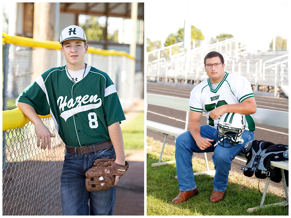 Baseball and Football outdoor senior pictures