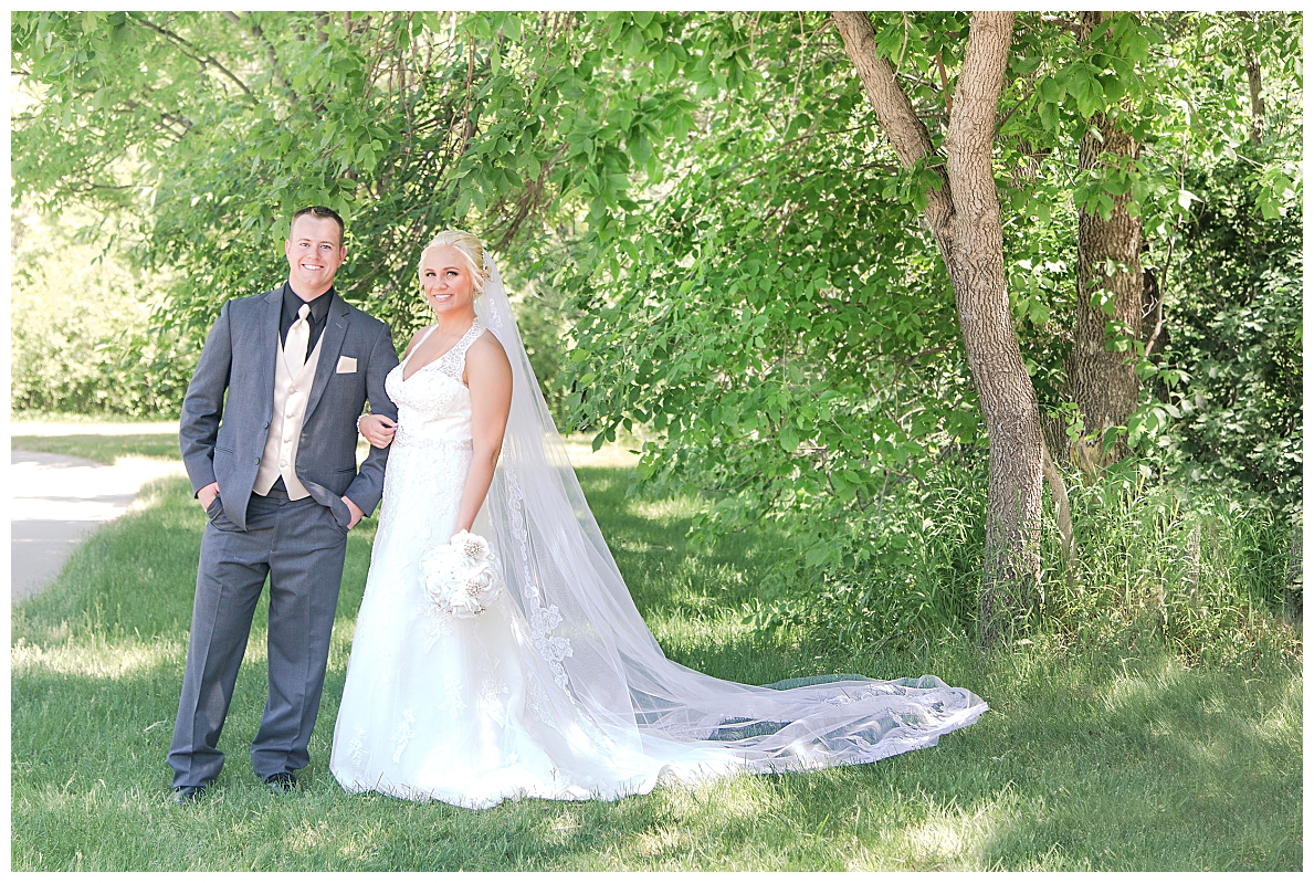 Bride and groom side by side