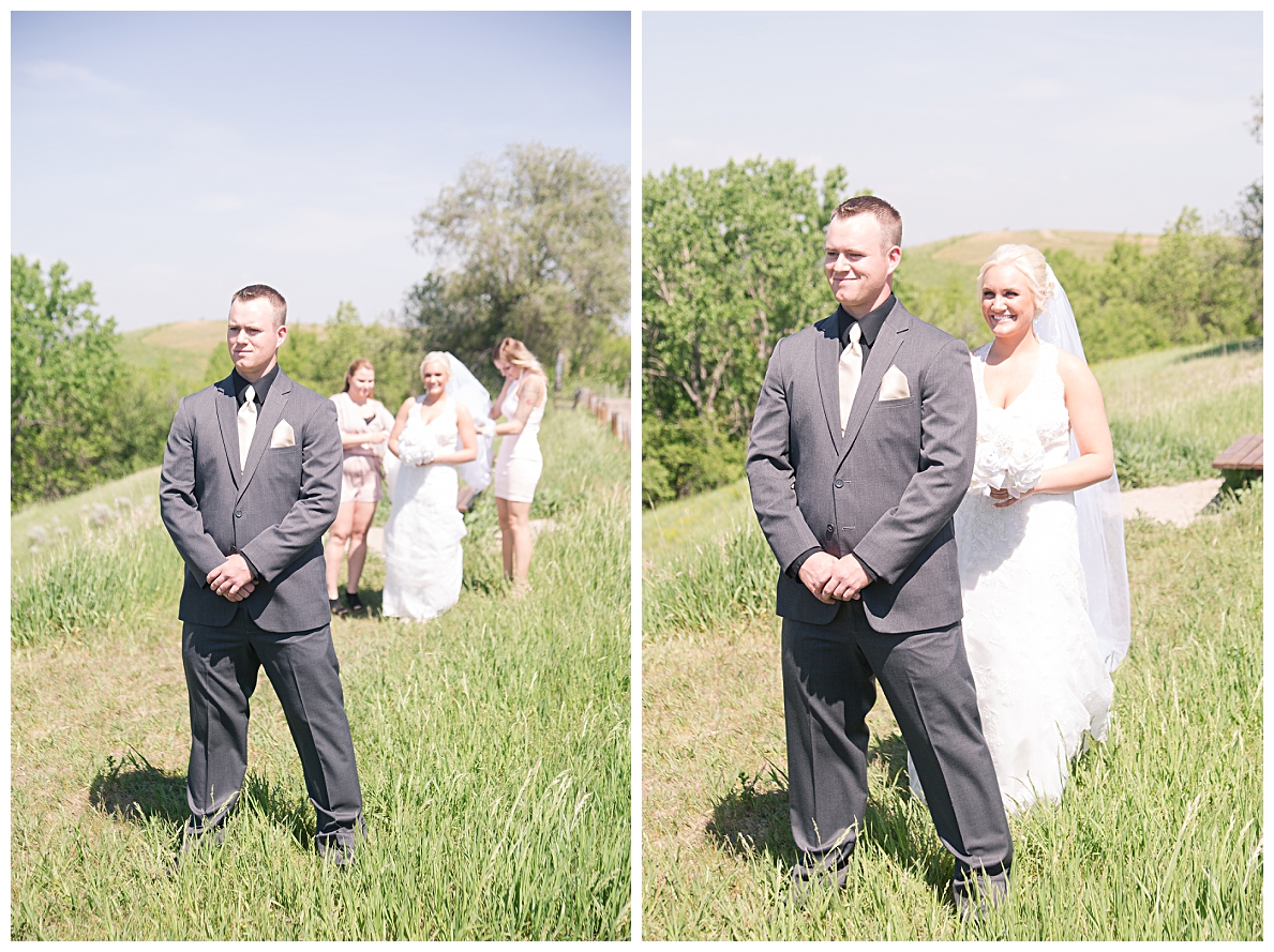 Bride approaching for first look