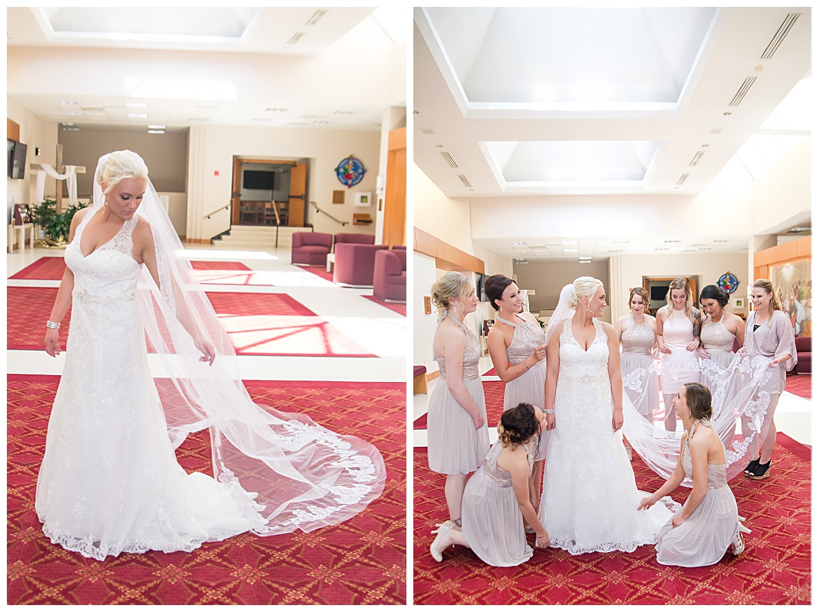 Bride getting ready with bridesmaids