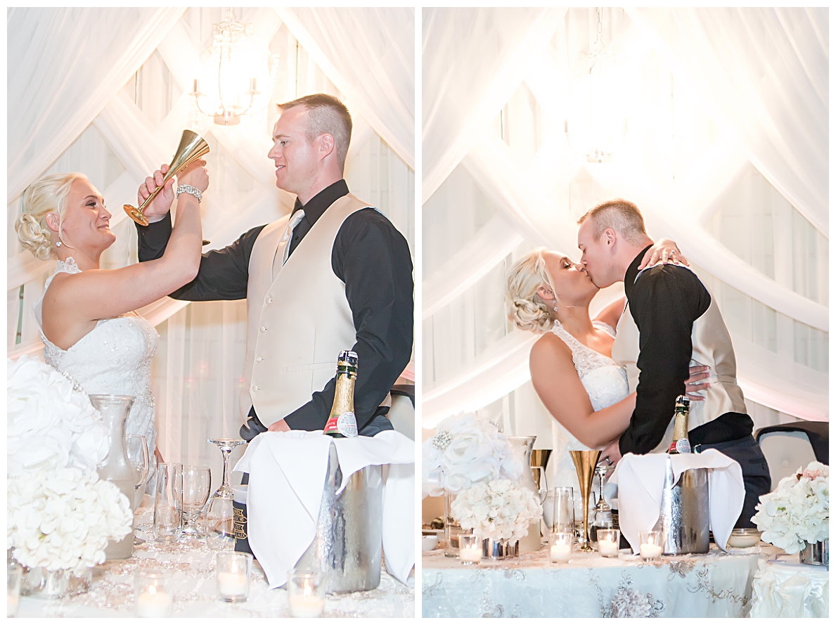 Wedding toast and kissingq