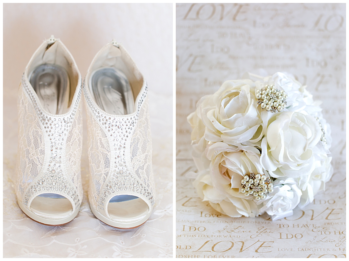 Bismarck wedding photos shoes and bouquet