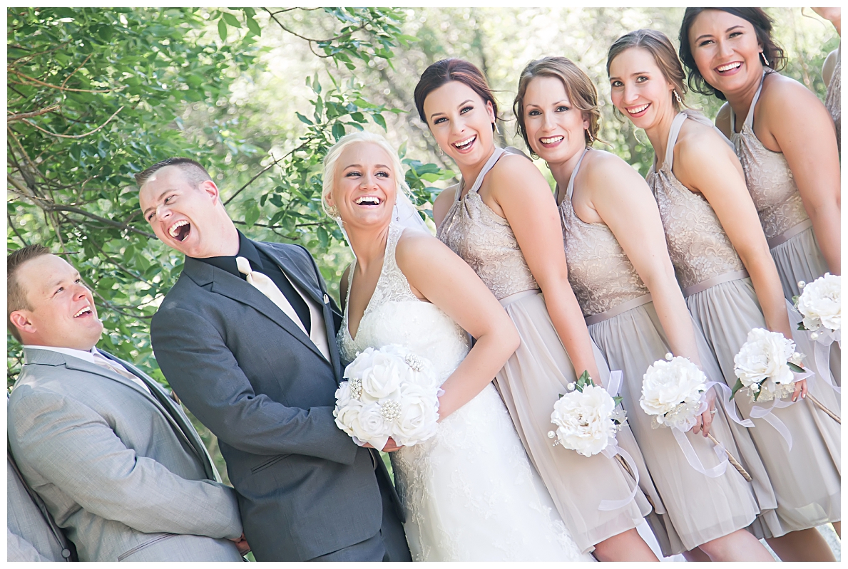 Laughing wedding party