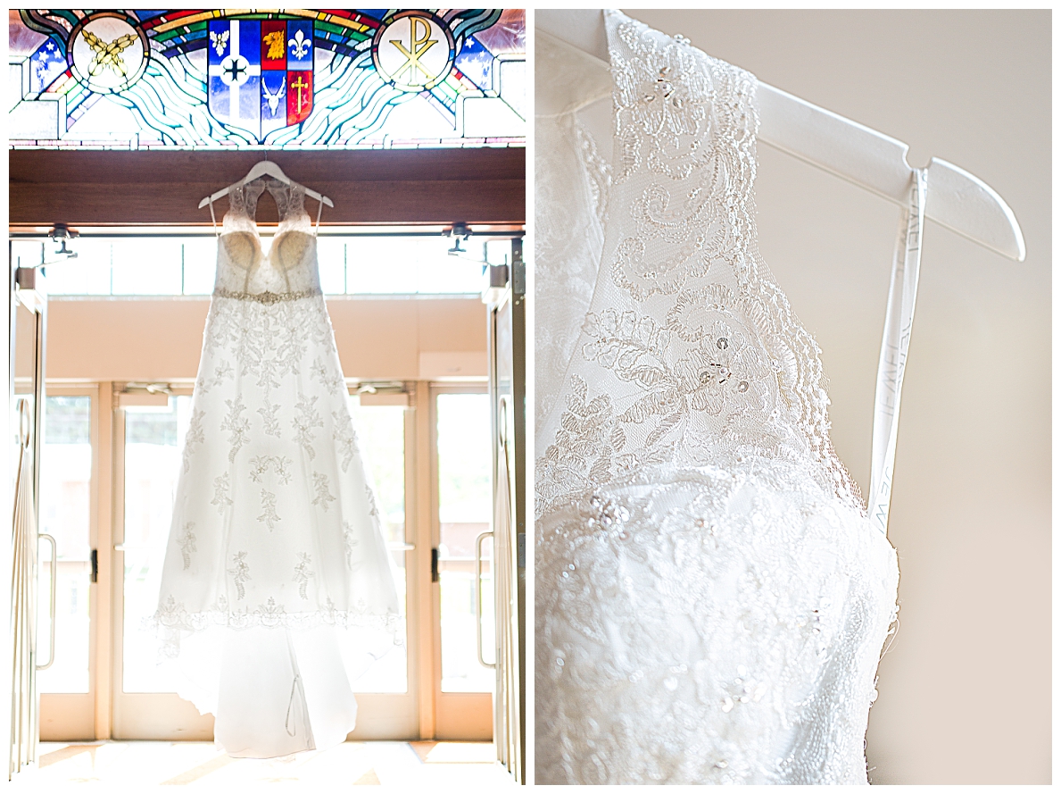 Wedding Dress hanging in window