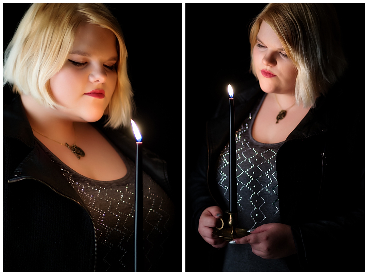 Senior pictures with a candle