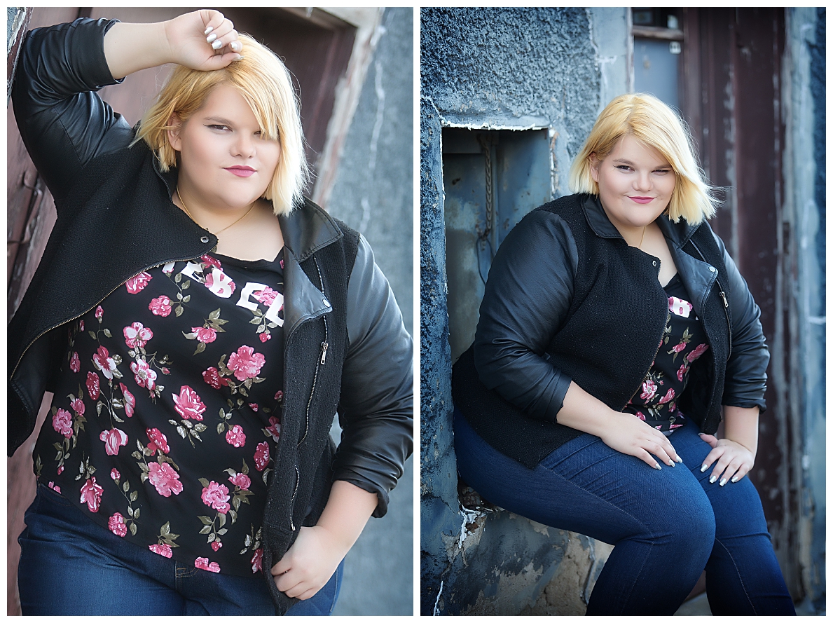 senior girl in alley