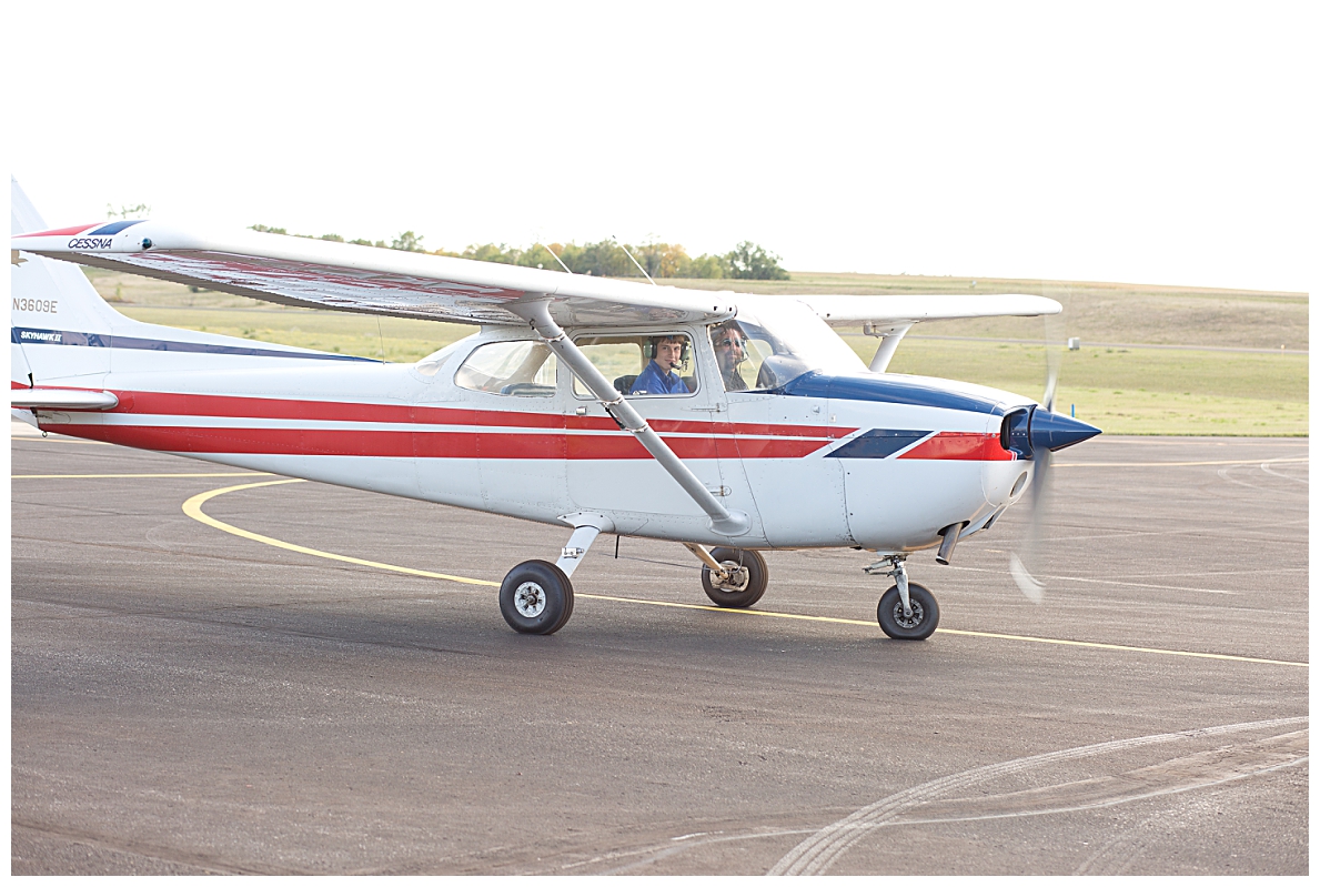 Senior boy in airplane