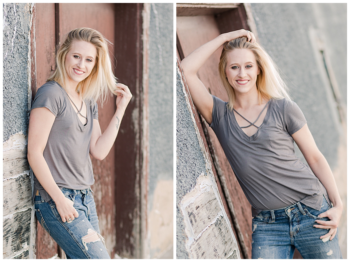 Senior girl poses in alley