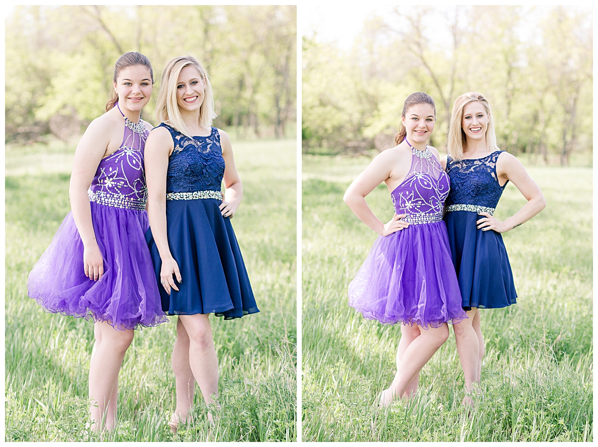 Formal dresses in a field