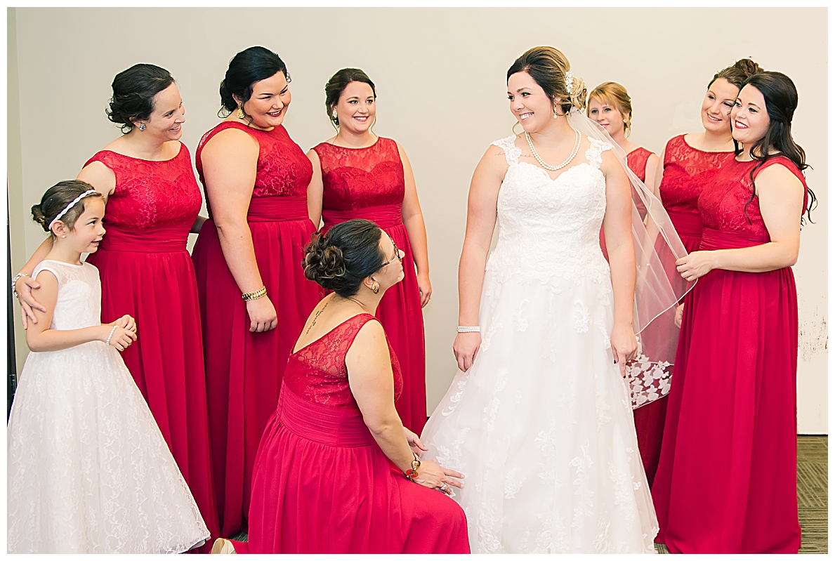 Bride and Bridesmaids getting ready