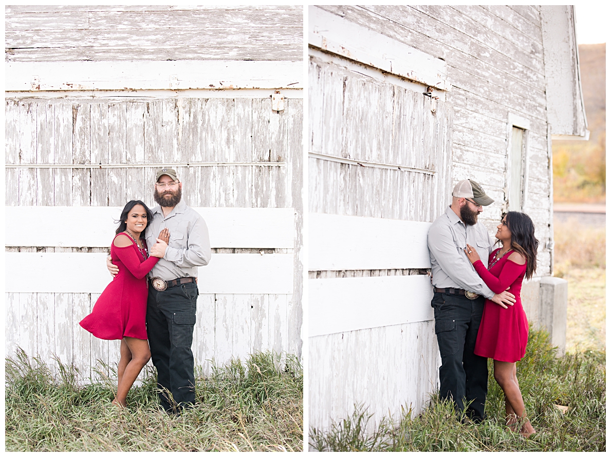 Engagement pictures by old barn