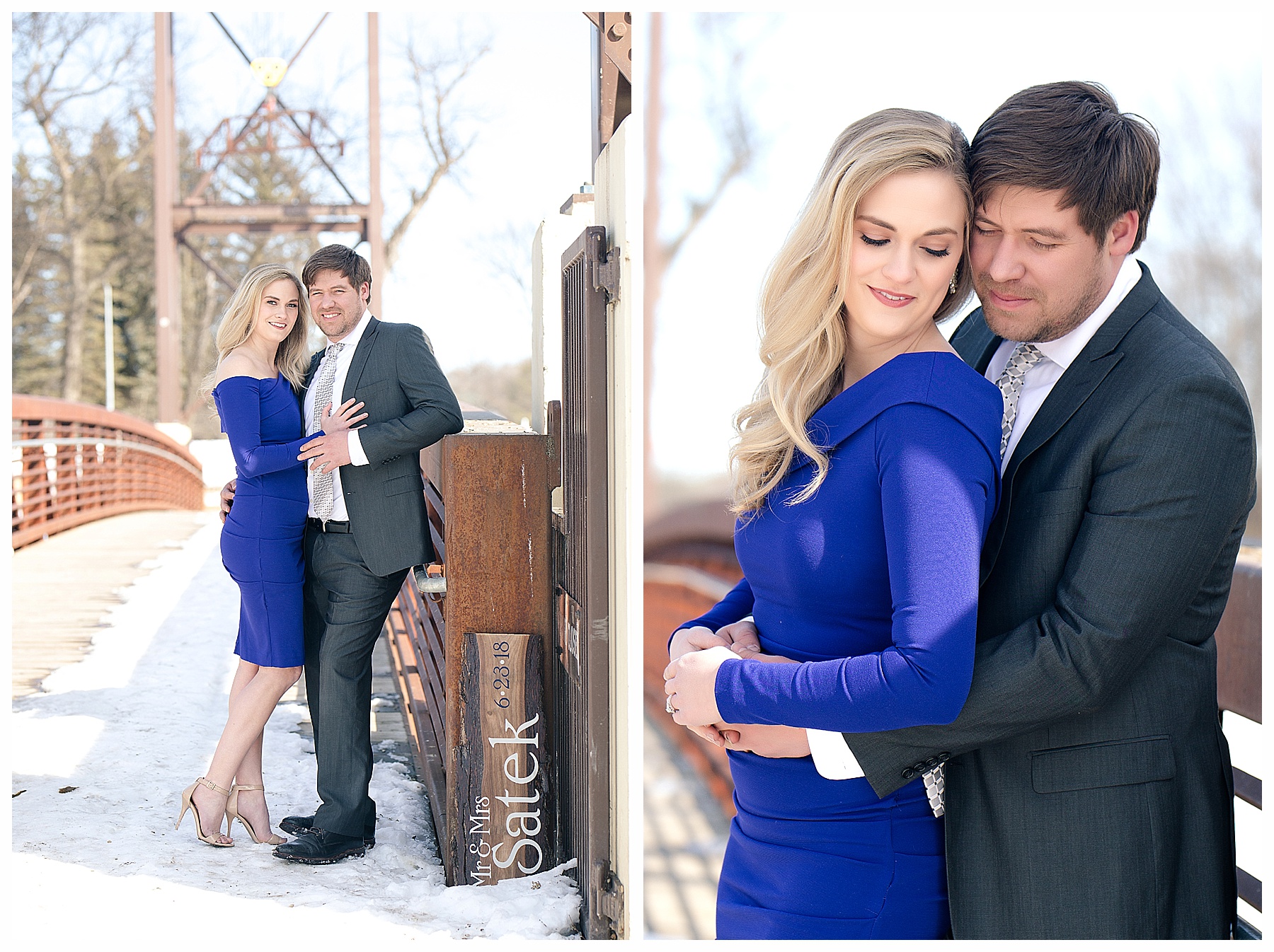 Engagement pictures on a bridge