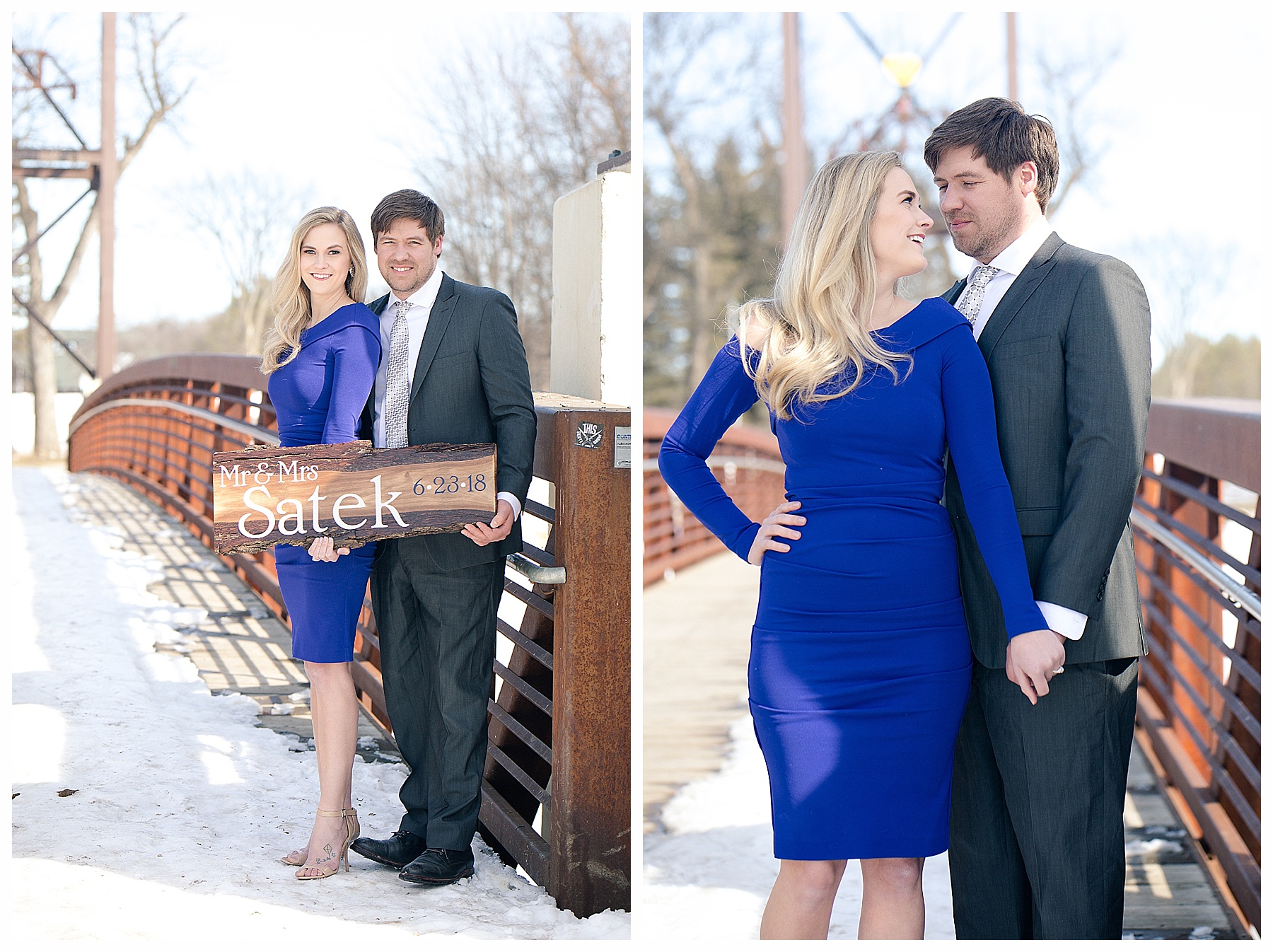 Engagement pictures on a bridge