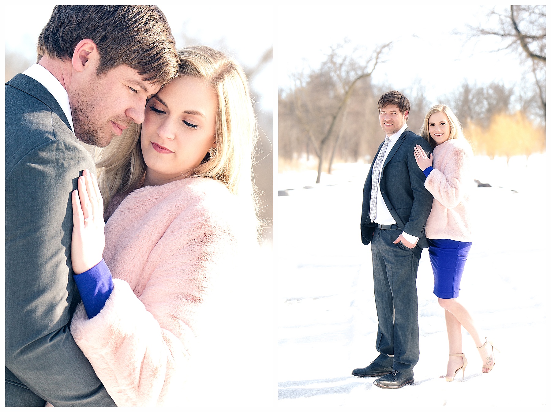 Formal engagement pictures in the snow