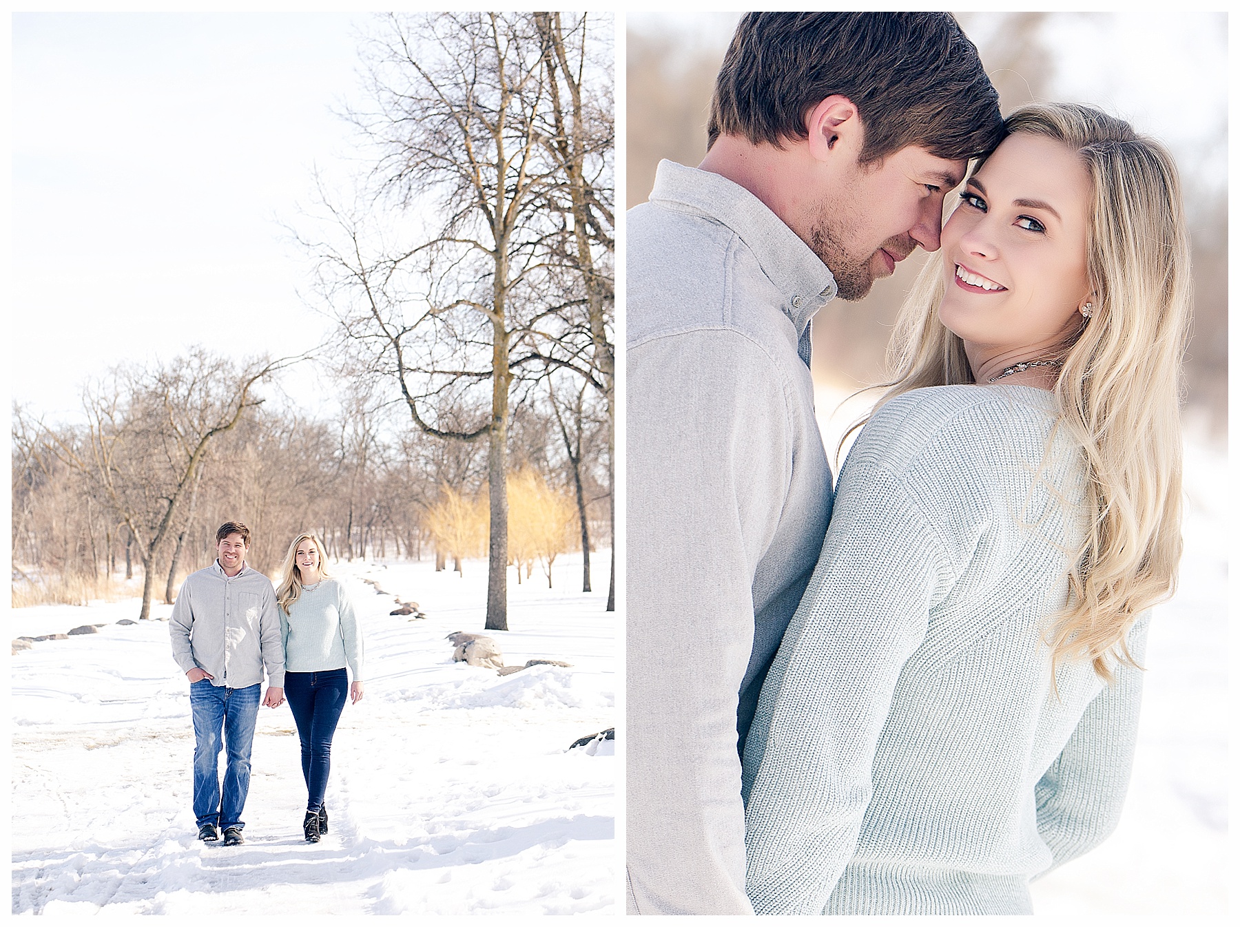 Snowy road engagement pictures