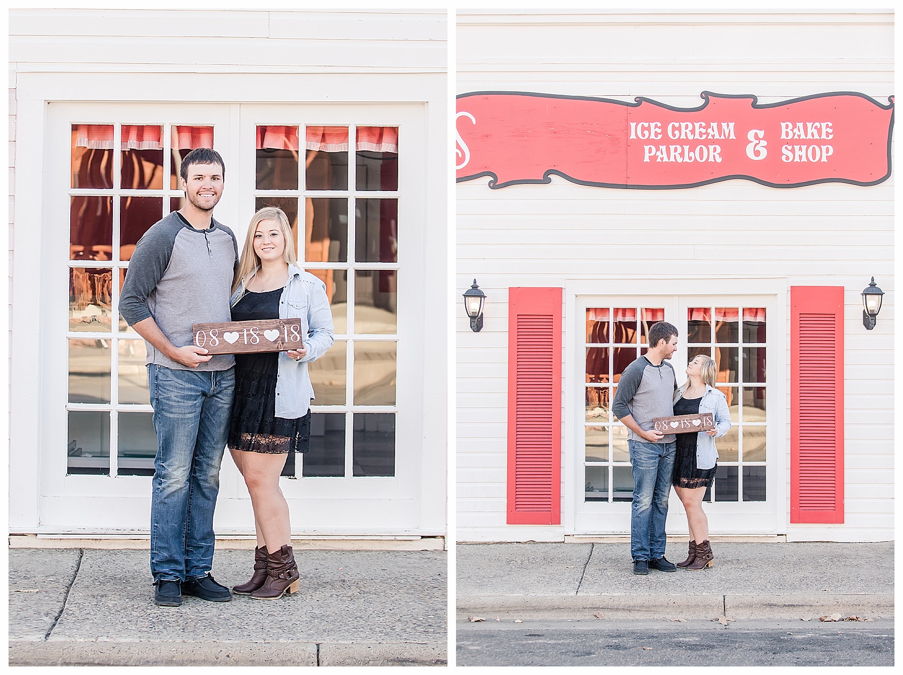 old town ice cream shop engagement pictures