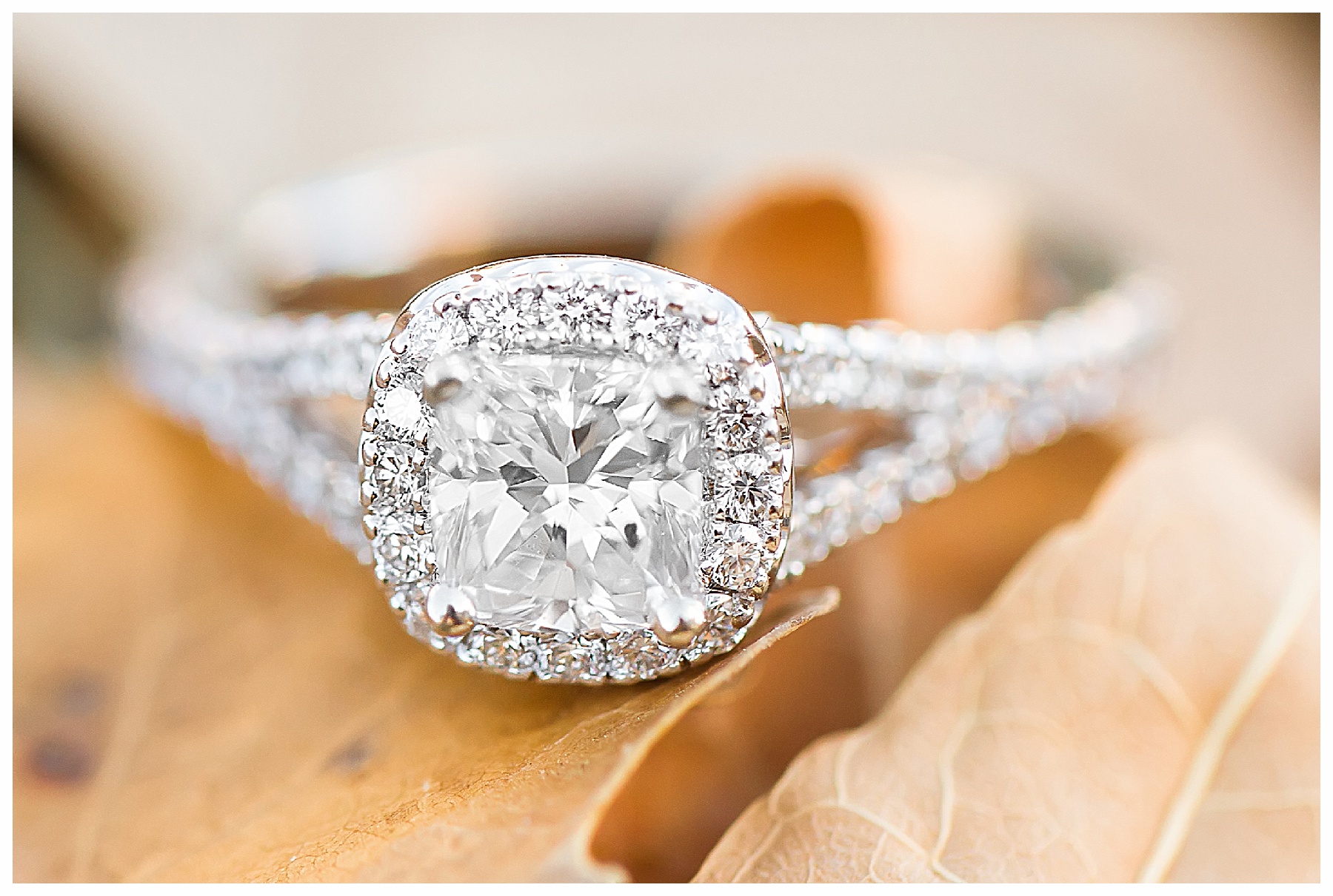 Fall leaves engagement ring