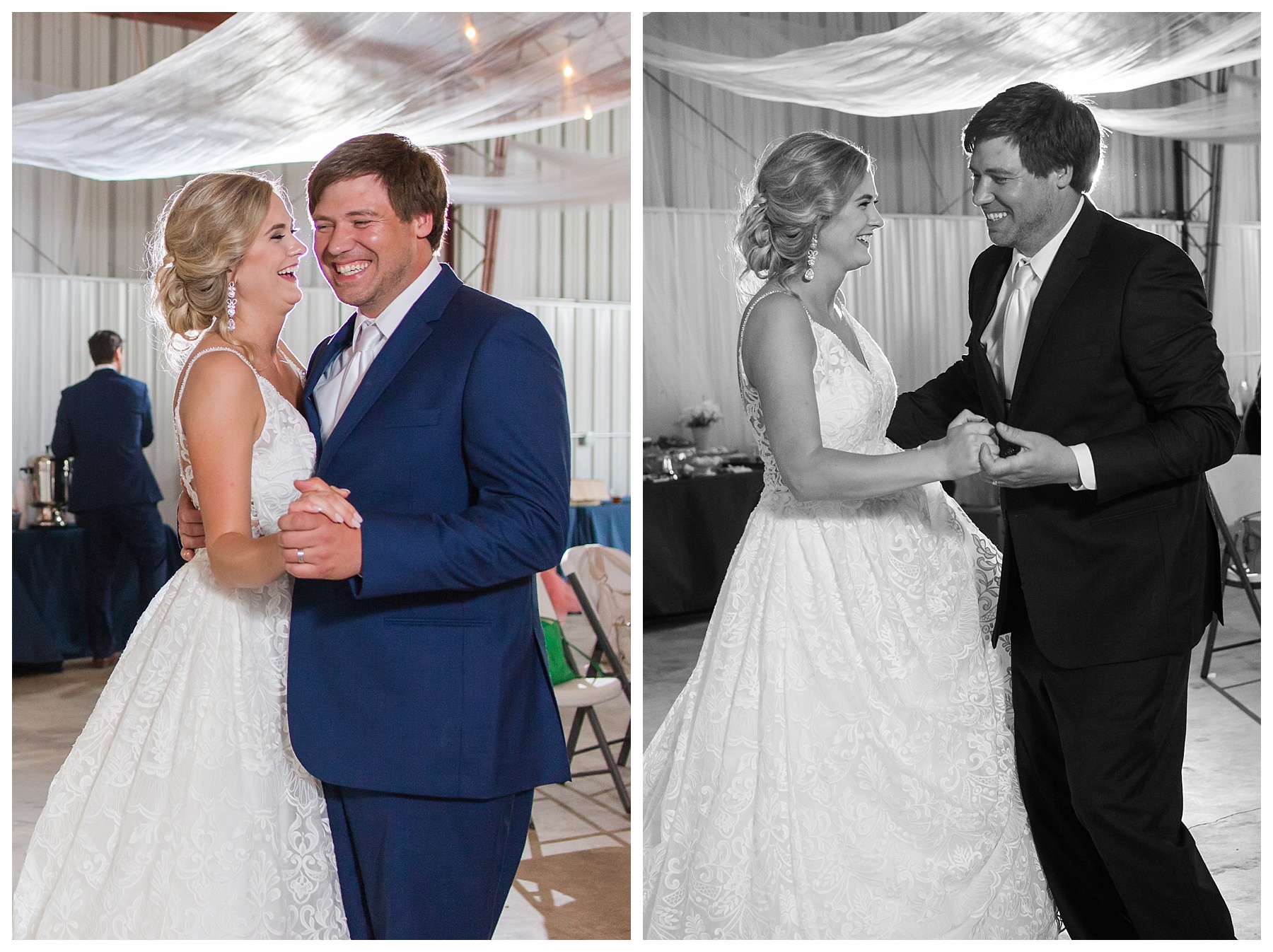 bride and groom dancing