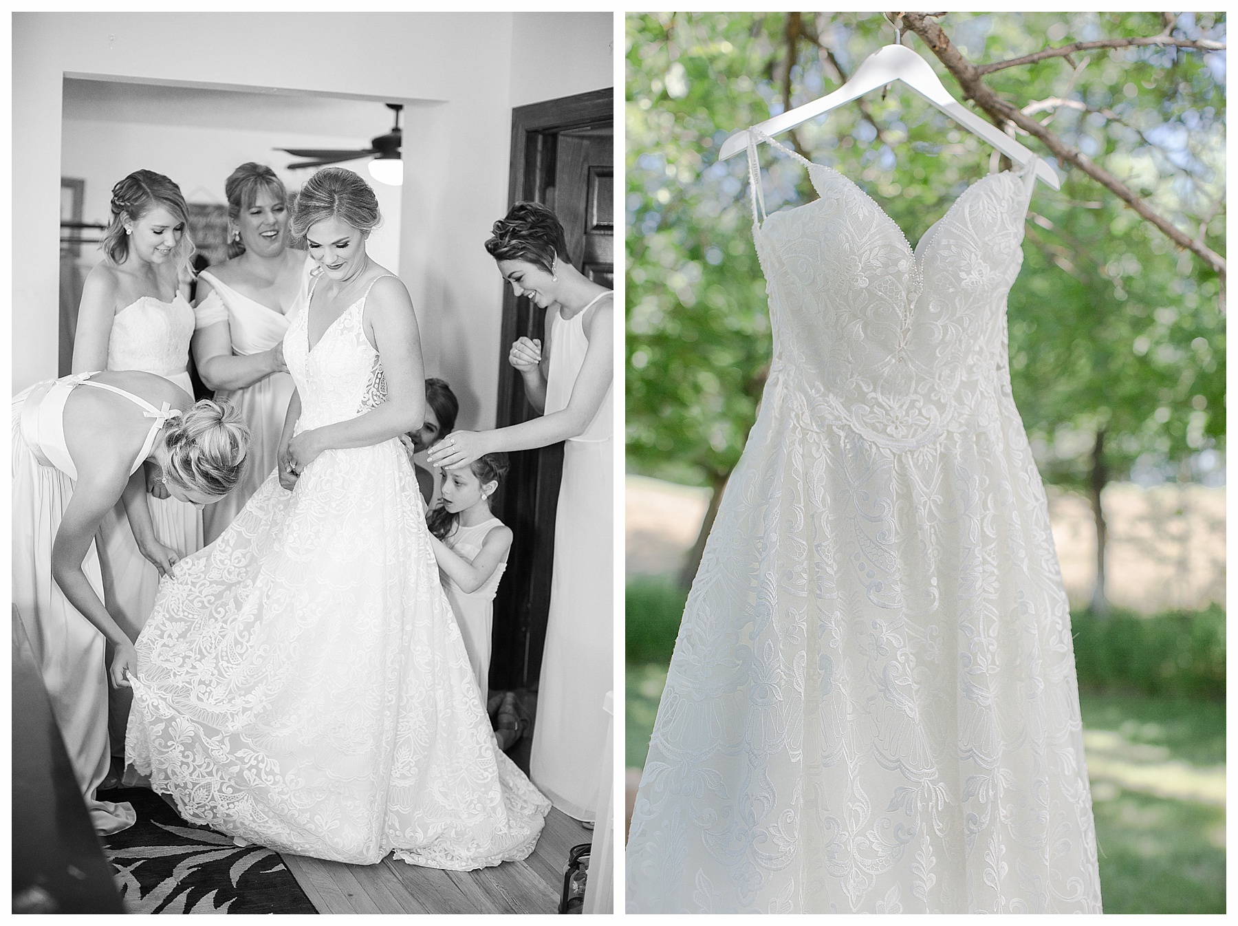 black and white bride getting ready