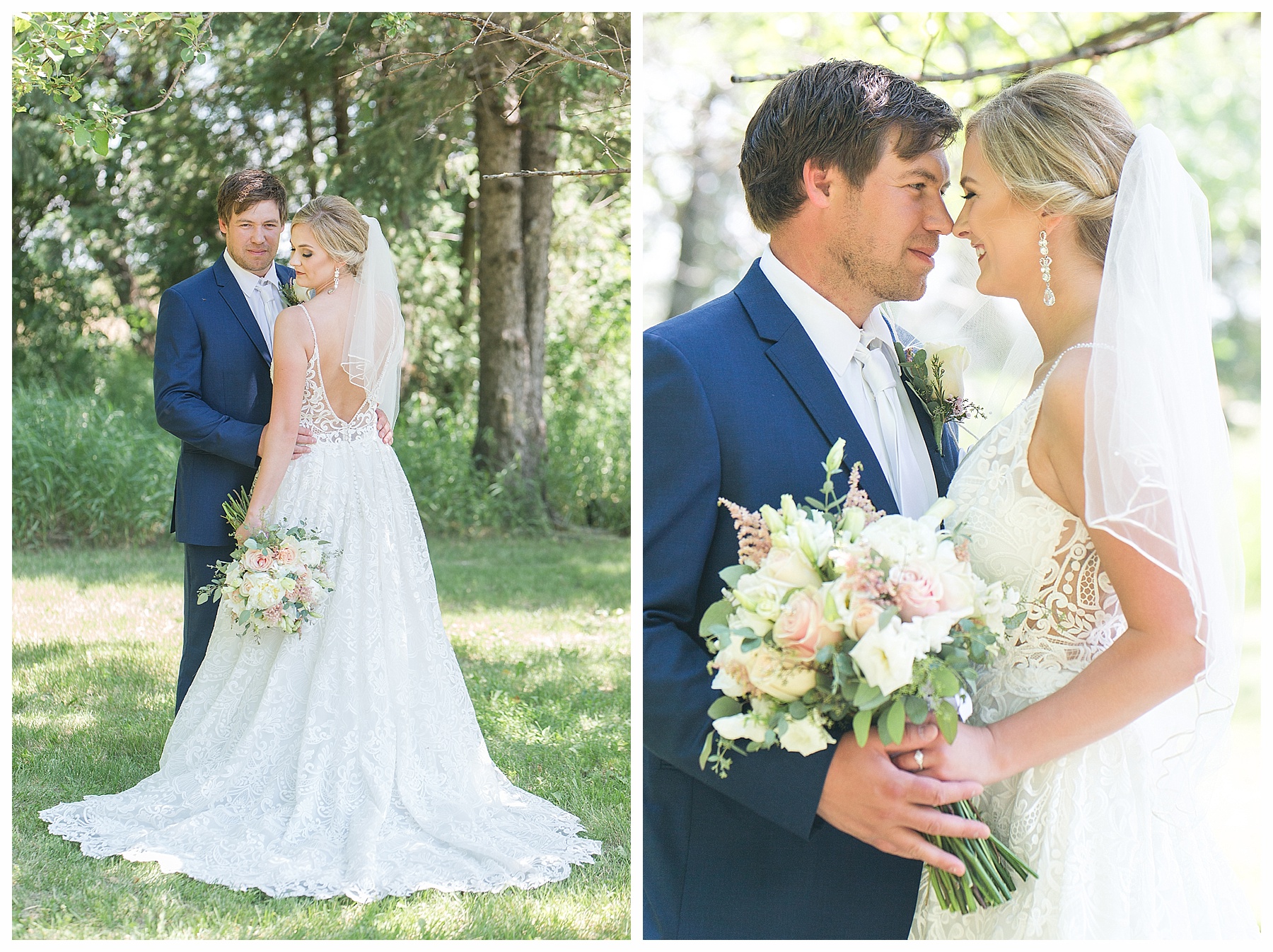 back of bride and groom