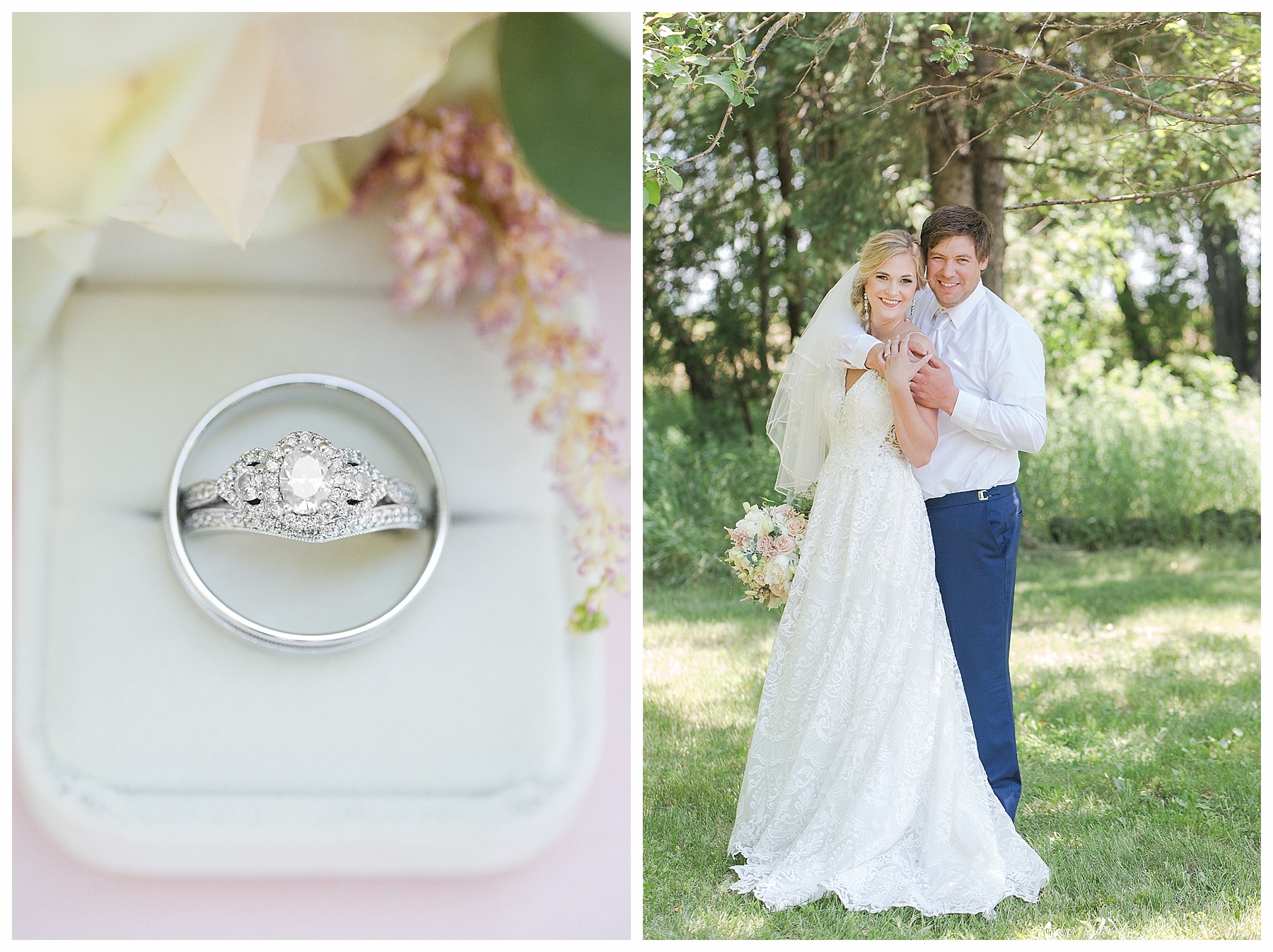 bride and groom and wedding ring