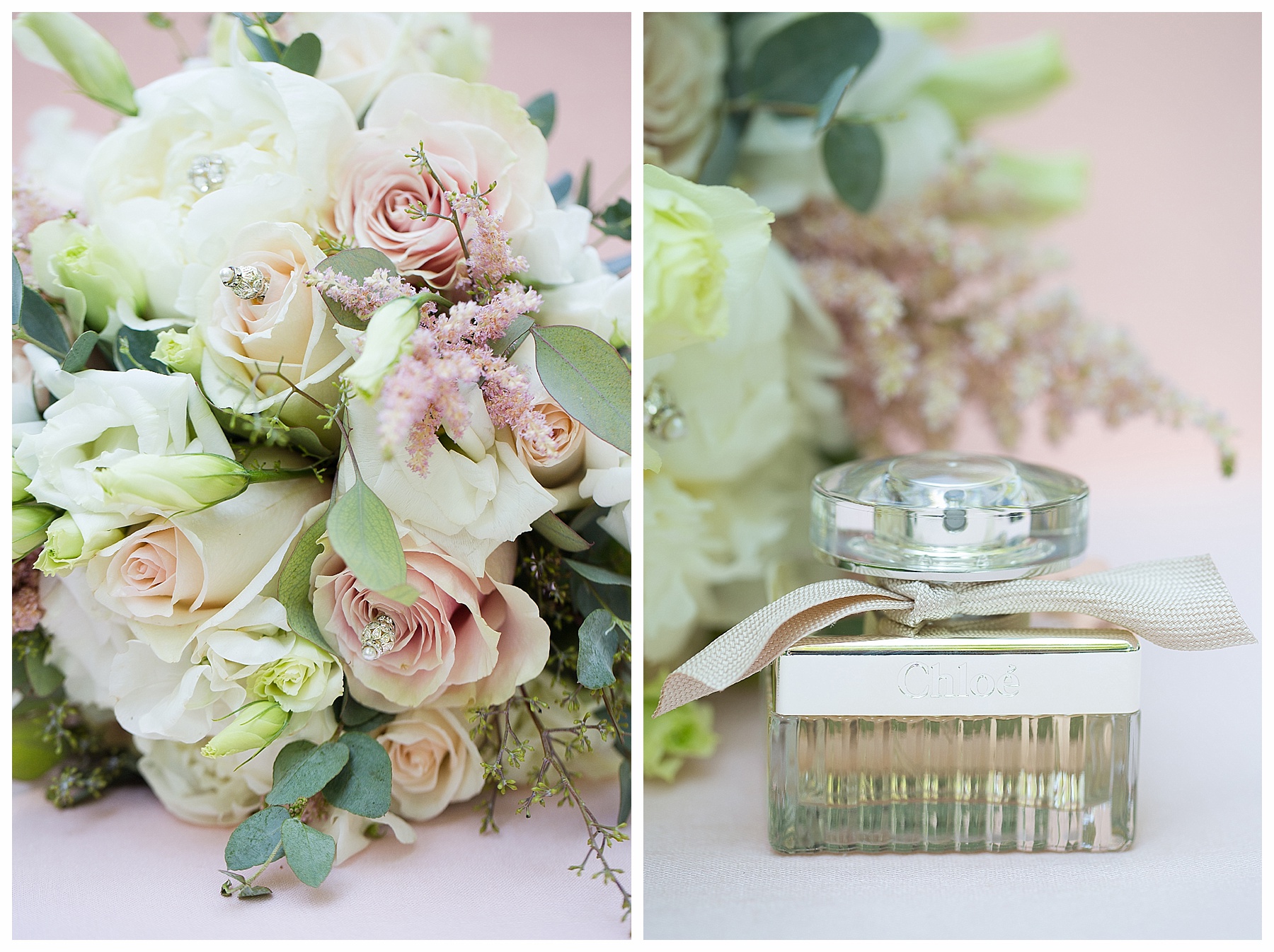 bride's bouquet and perfume