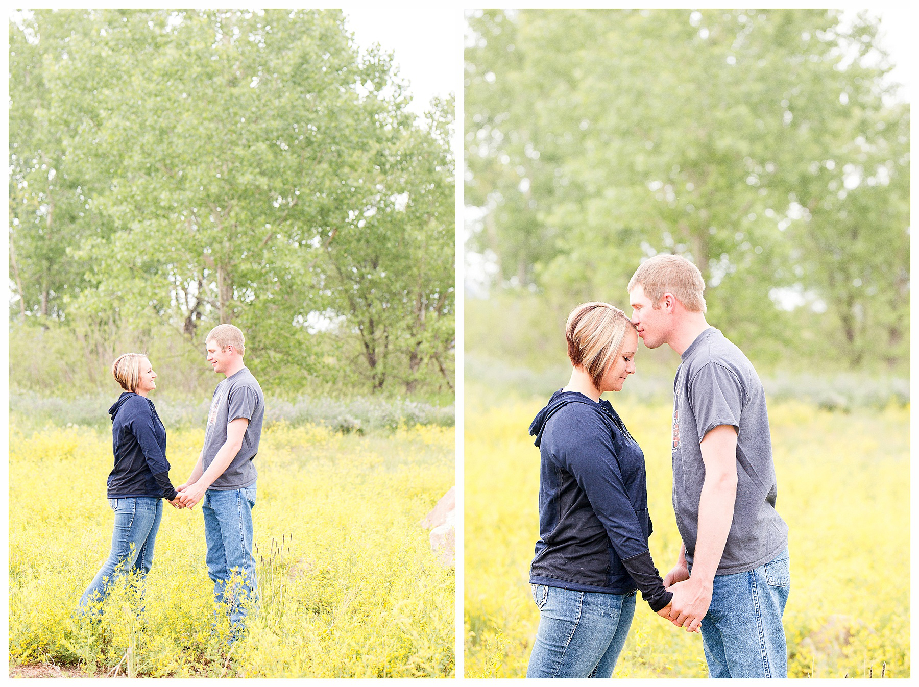 Engagement pictures with wildflowers