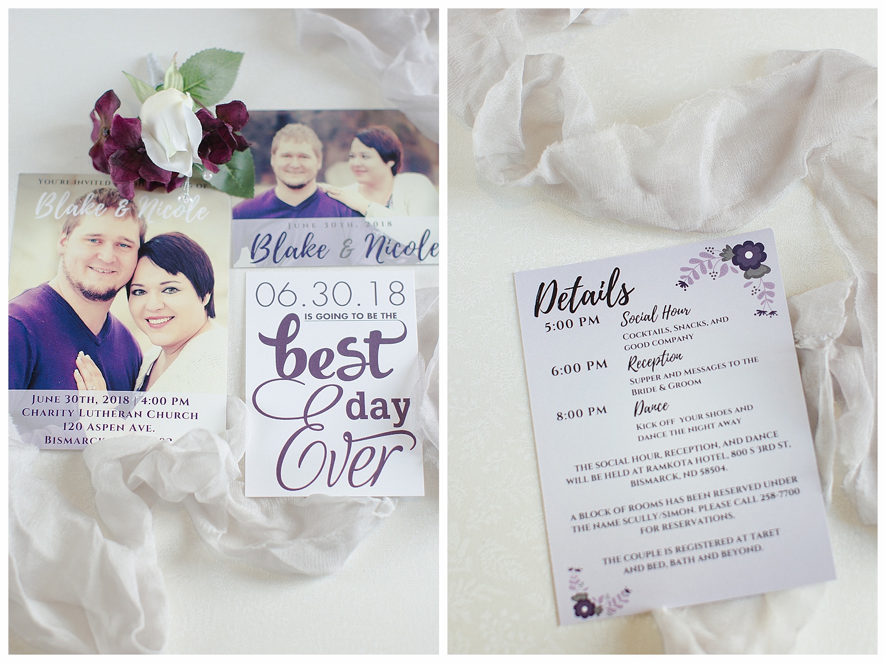 Purple wedding invitation