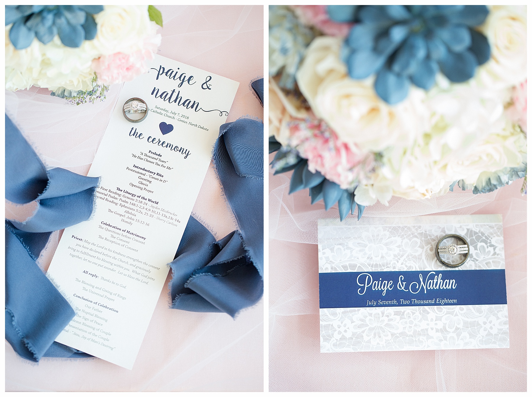 Blush and Blue Wedding Program