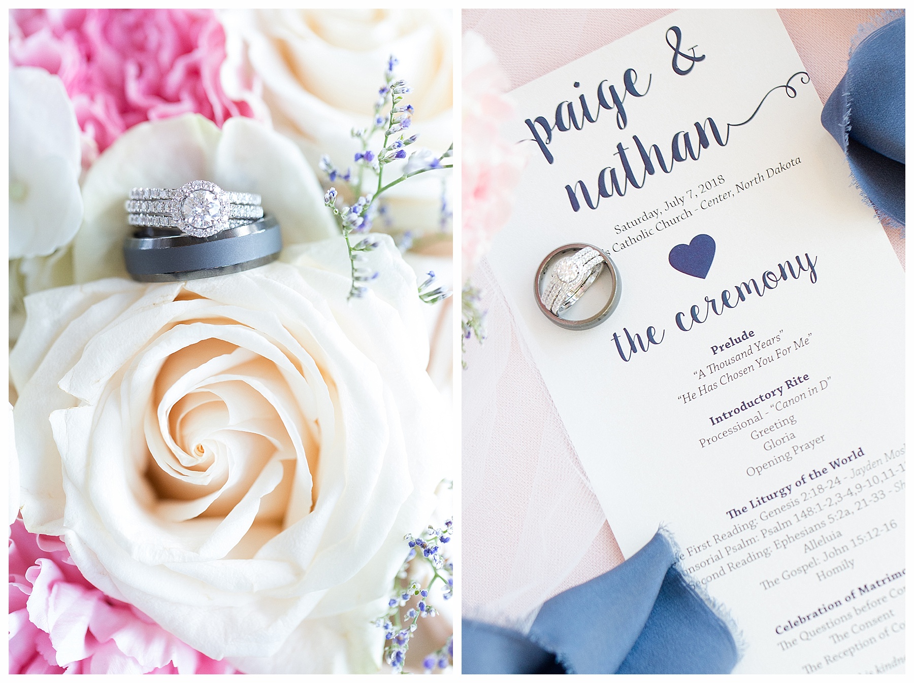 wedding rings and program