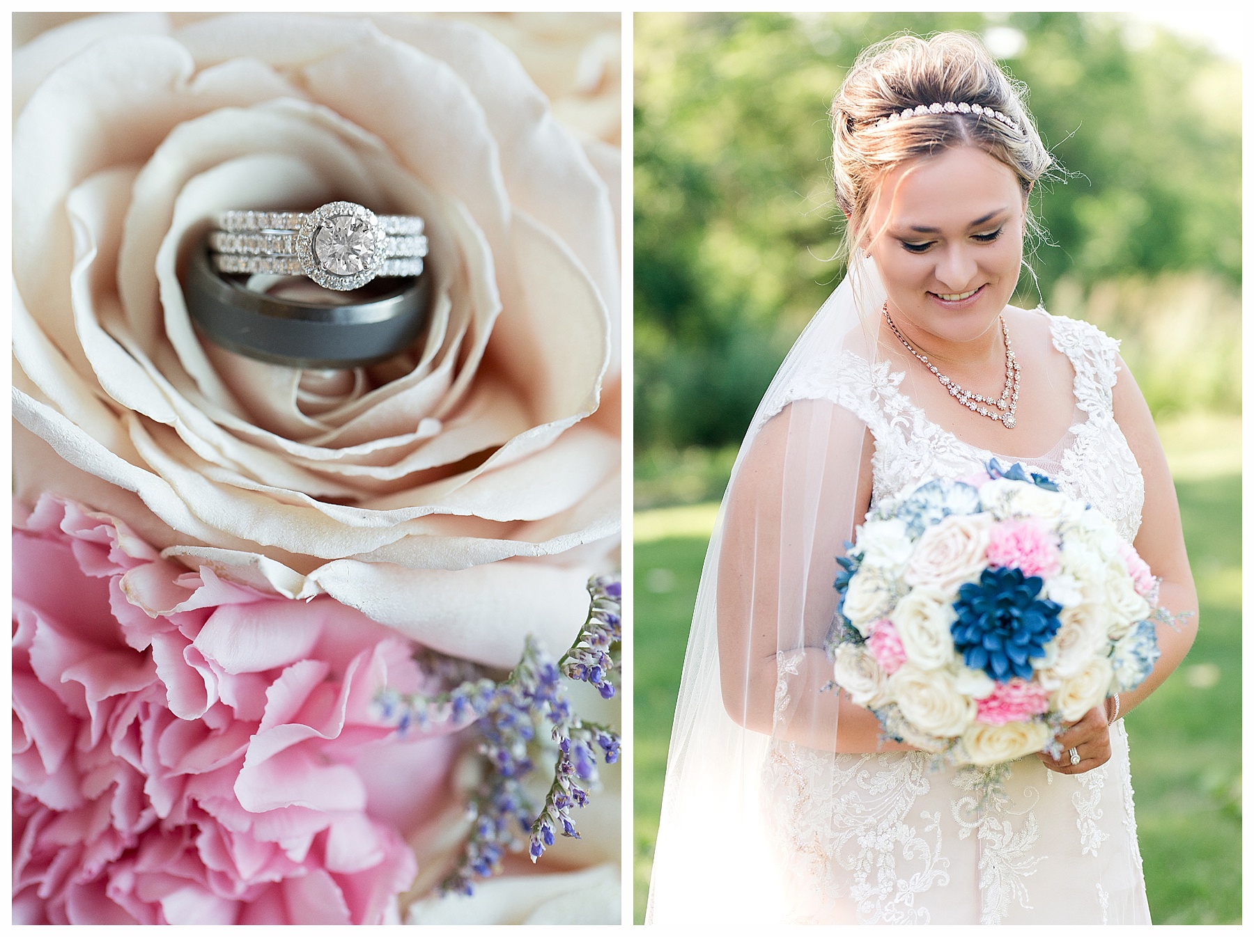 wedding rings bouquet