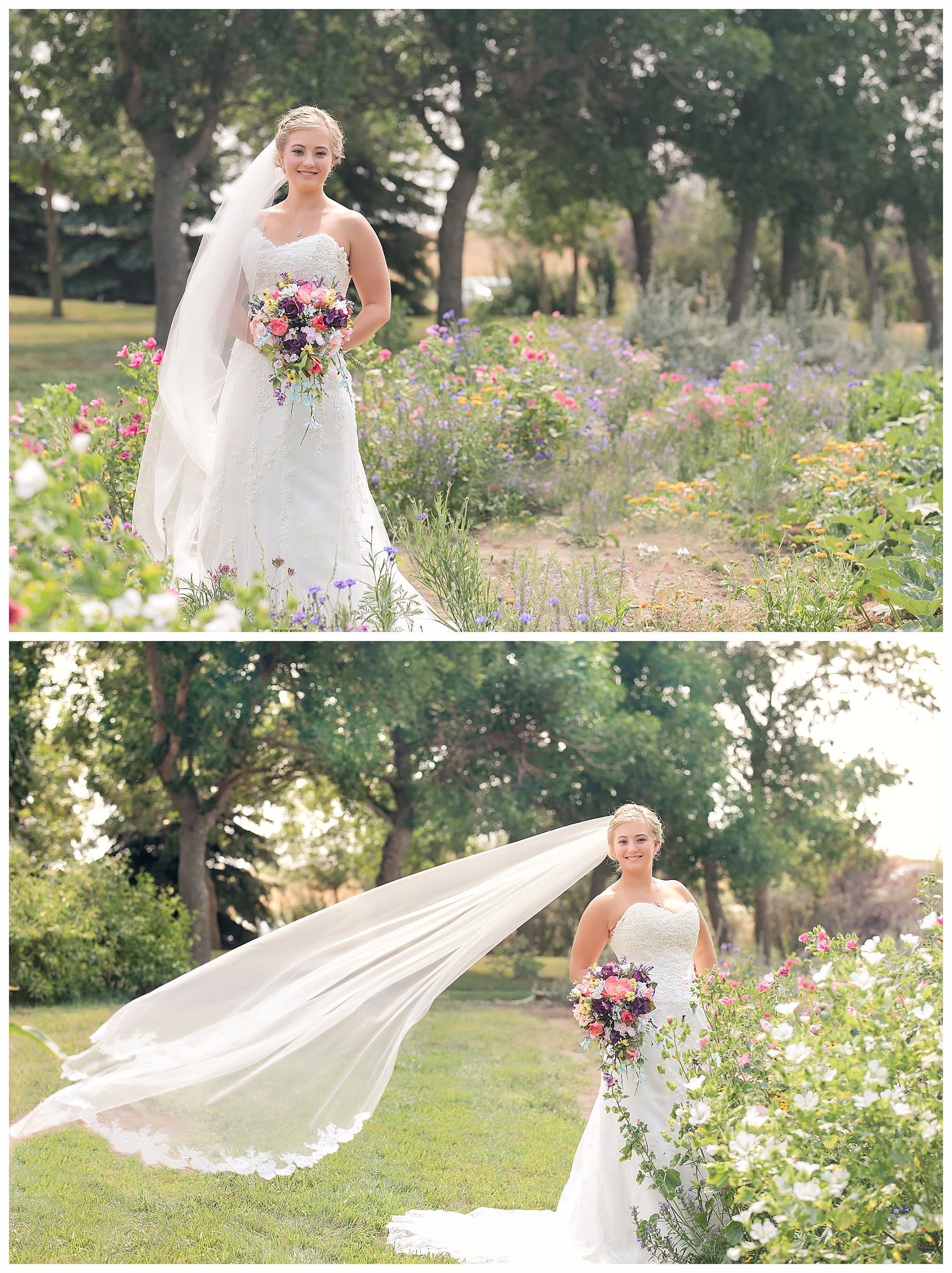 Bridal Portrait in wild flower field