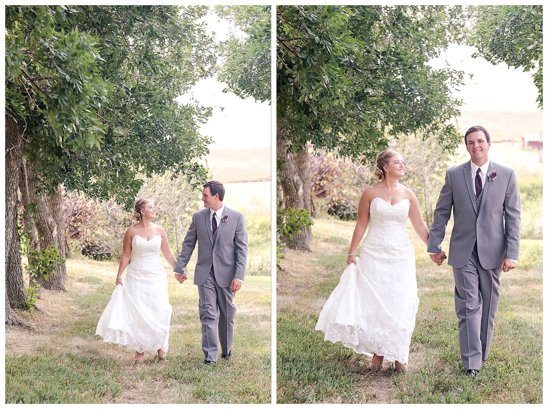 Bride and groom walking