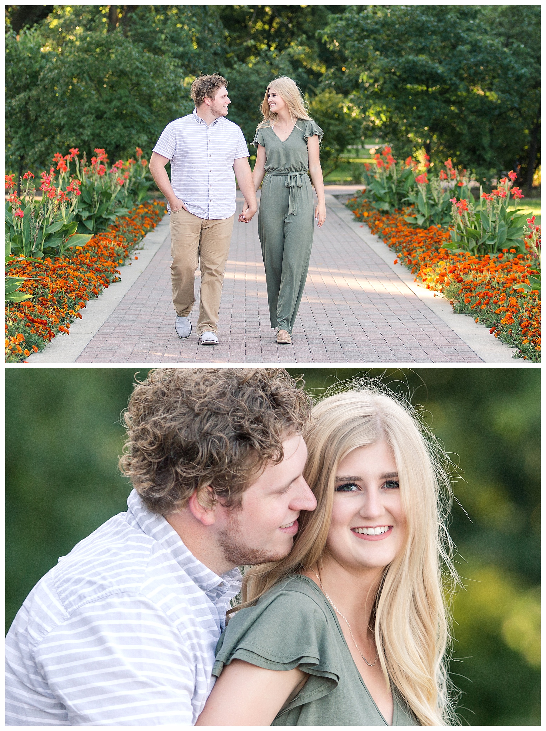 Engagement pictures at entrance to NDSU campus