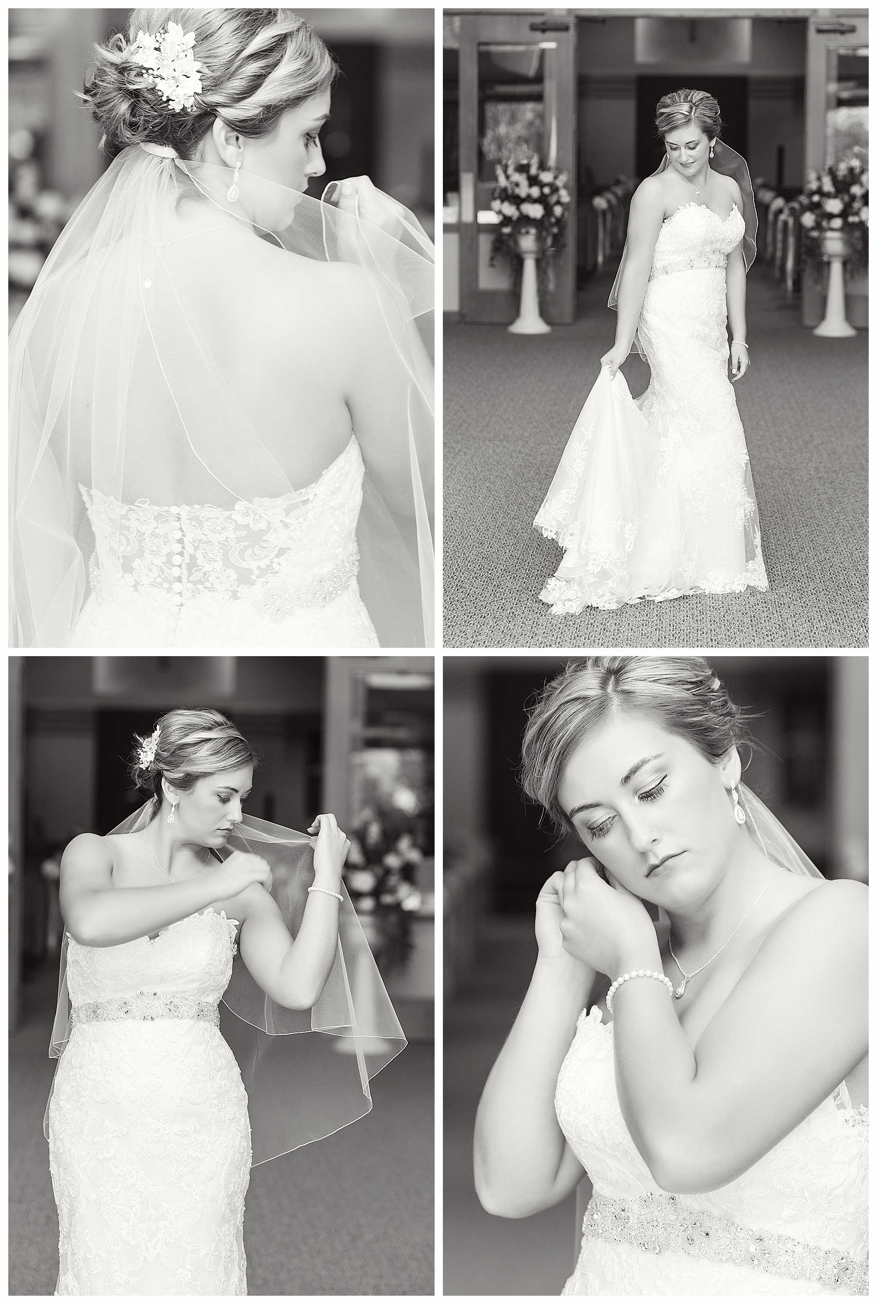 black and white wedding getting ready photos