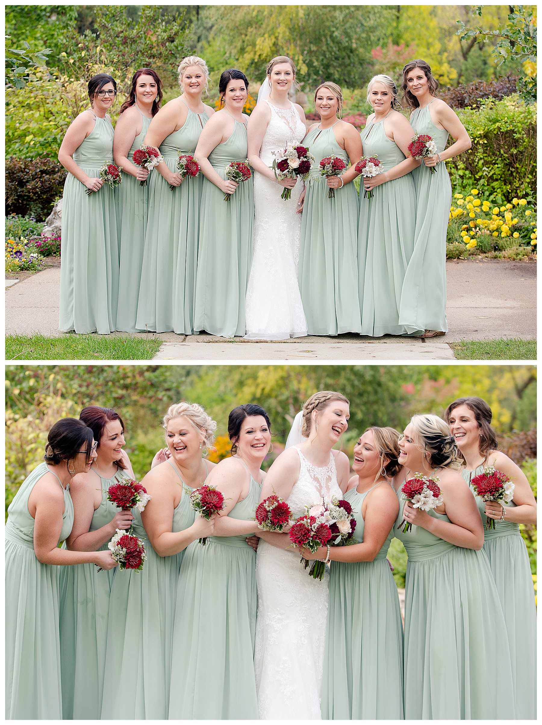 Bride and bridesmaids Dickinson Extension Center park