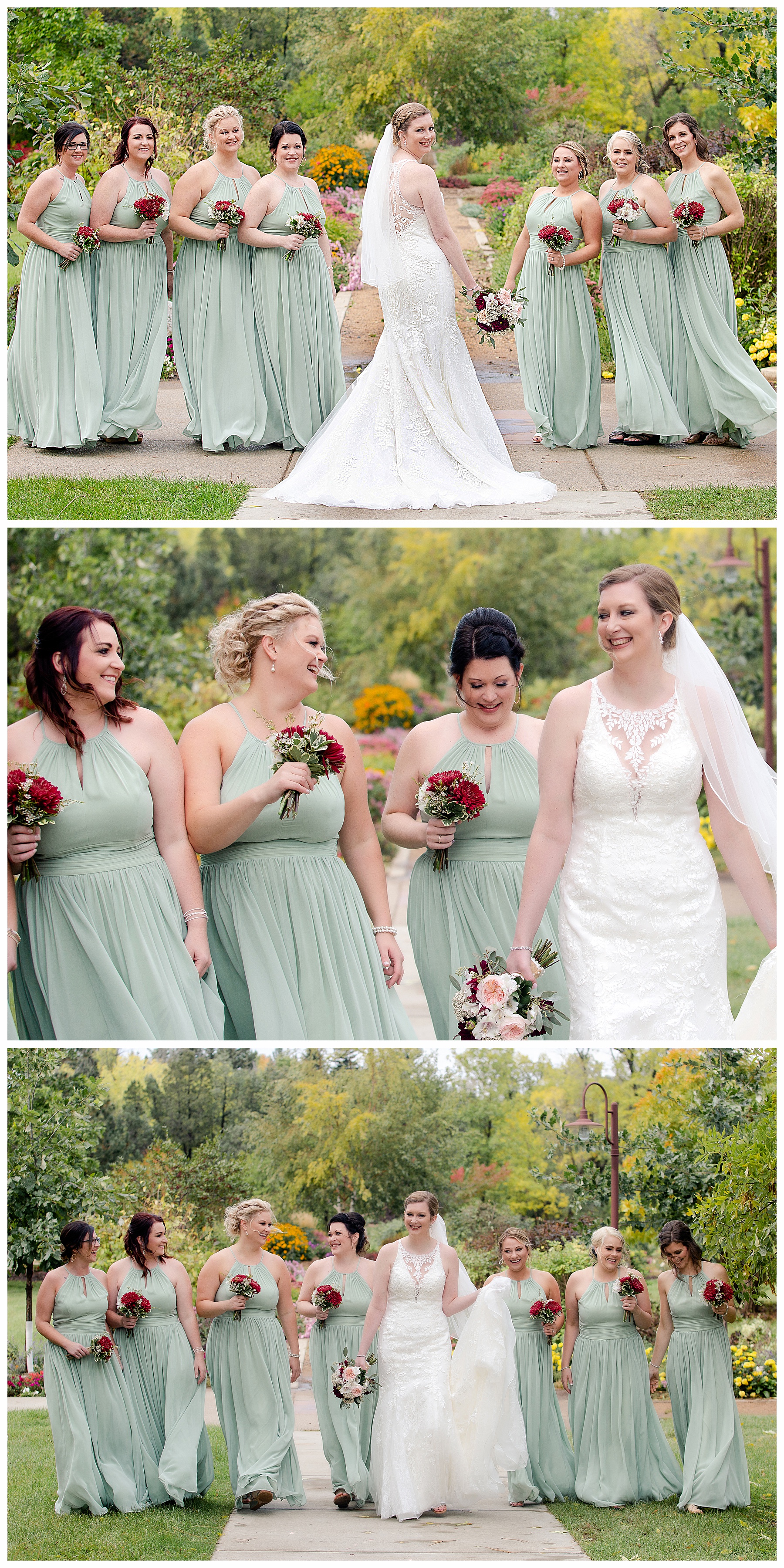 Bride and bridesmaids Dickinson Extension Center park