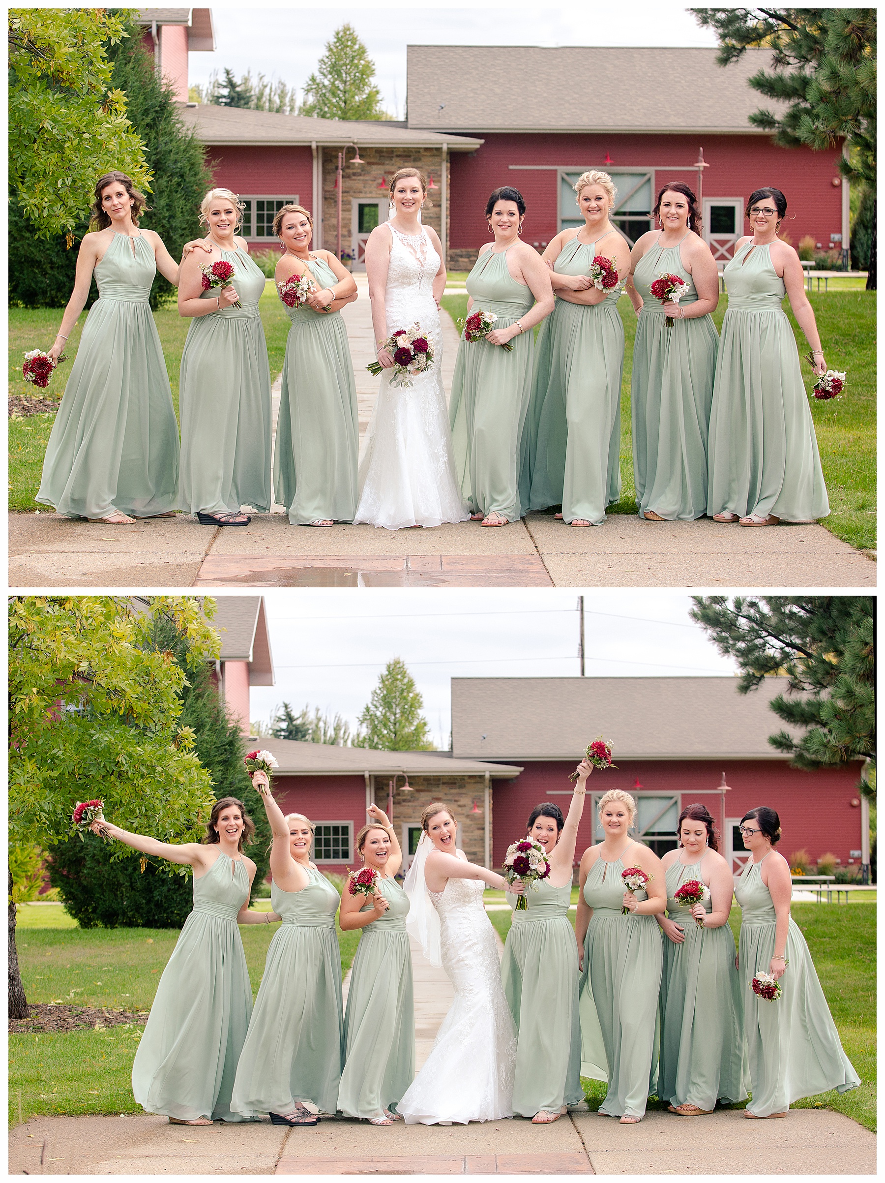 Bride and bridesmaids Dickinson Extension Center park