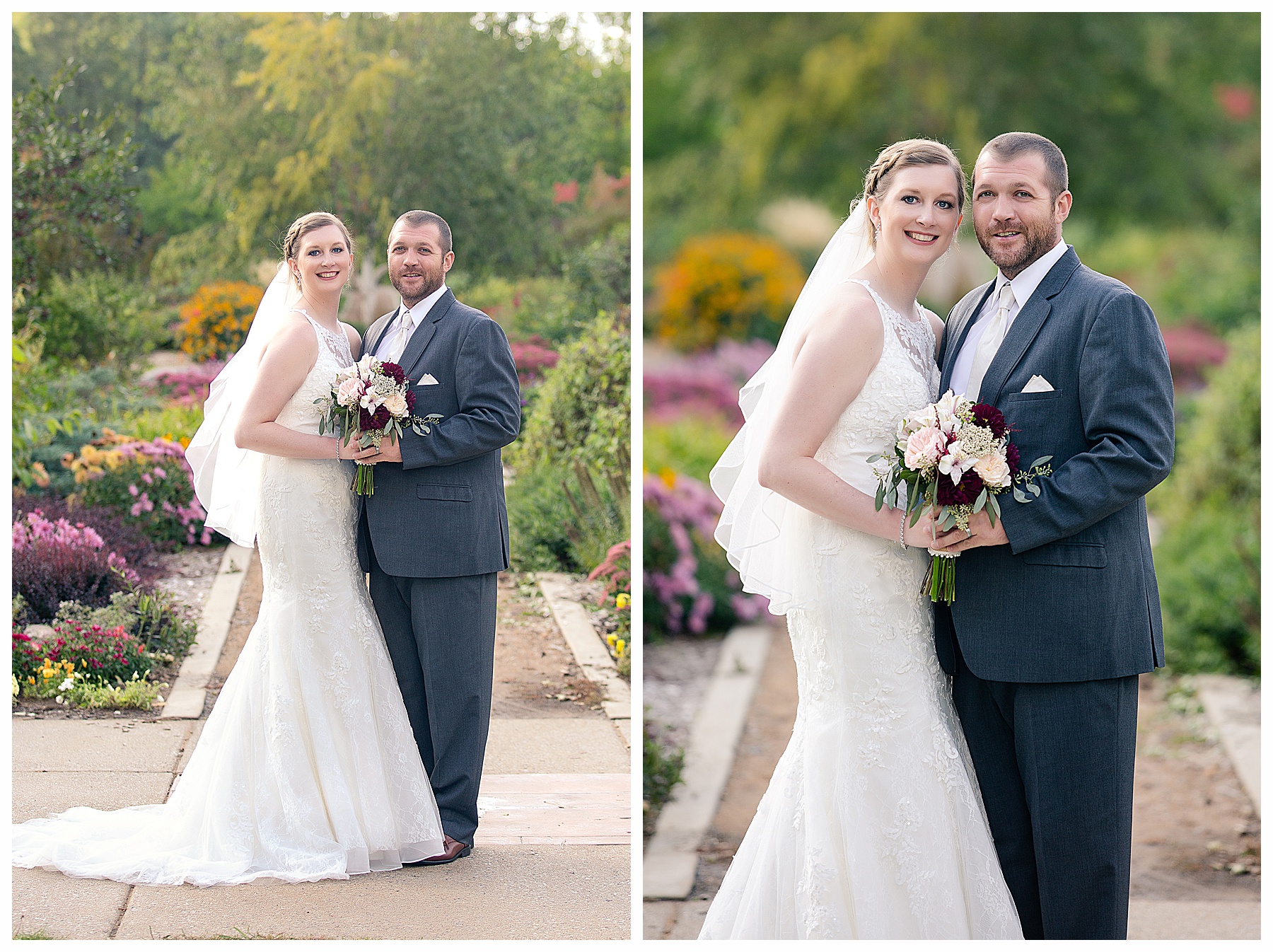 Wedding photos of bride and groom at Dickinson Extension Center