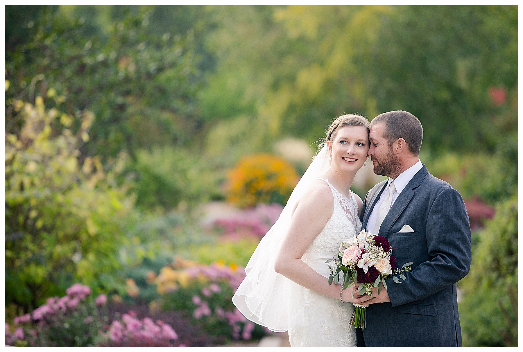 Wedding photos of bride and groom at Dickinson Extension Center