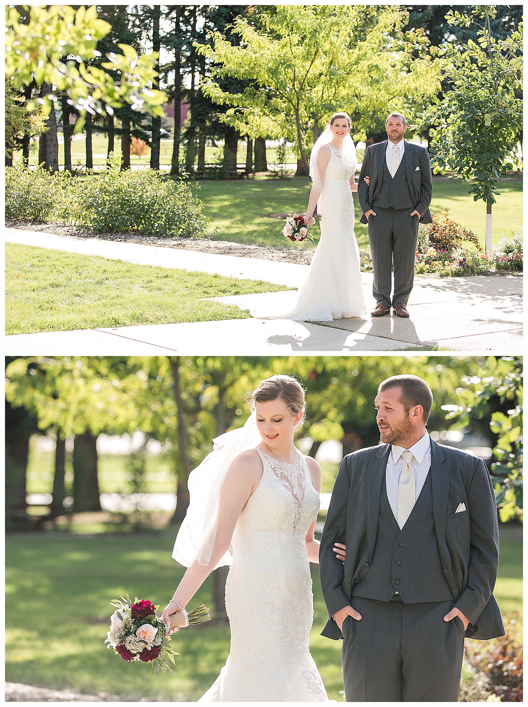 Wedding photos of bride and groom at Dickinson Extension Center