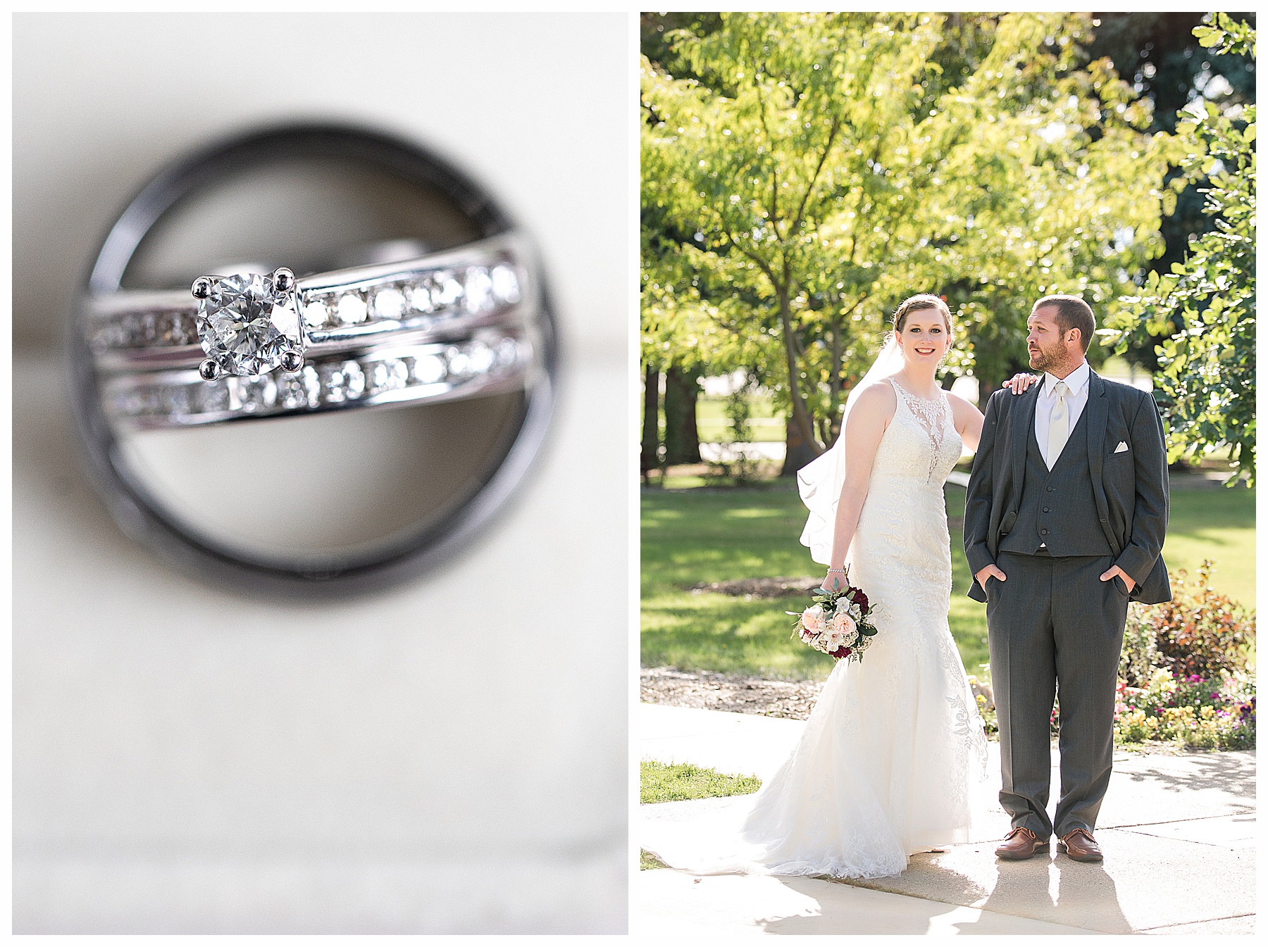 Wedding photos of bride and groom at Dickinson Extension Center