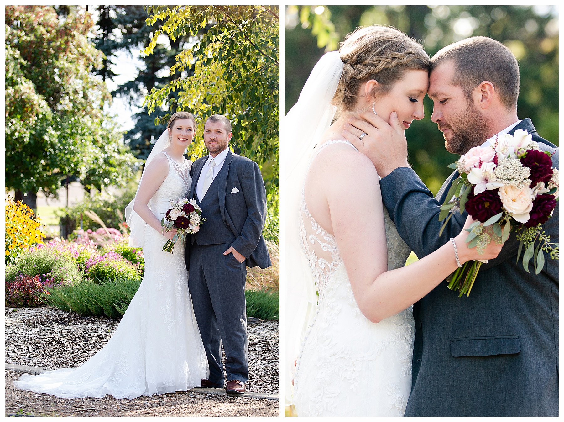 Wedding photos of bride and groom at Dickinson Extension Center