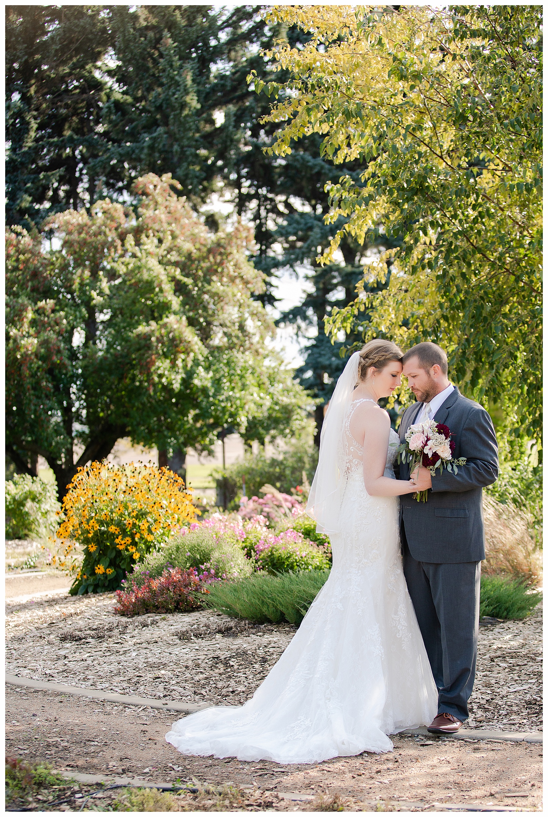 Wedding photos of bride and groom at Dickinson Extension Center