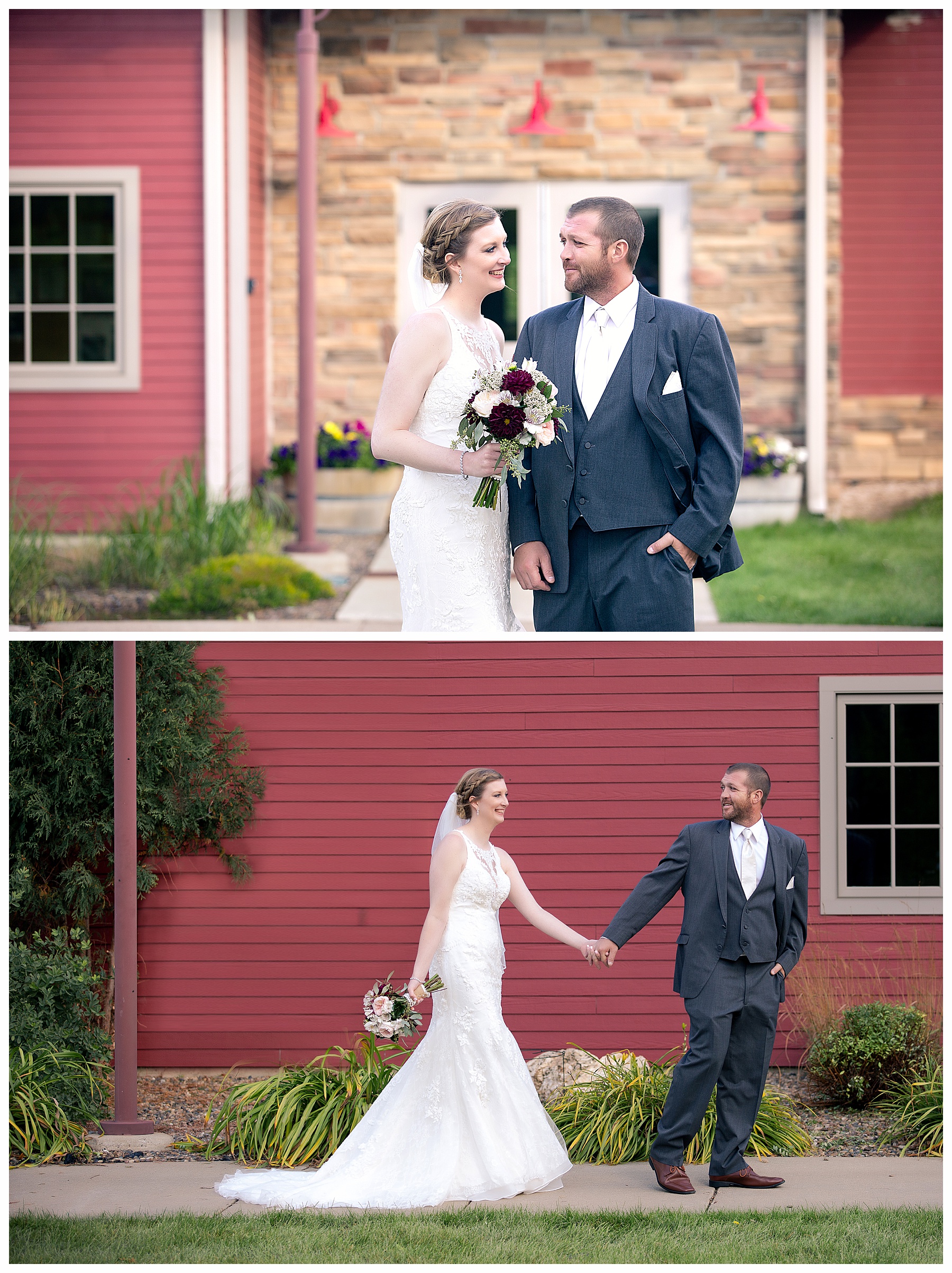 Wedding photos of bride and groom at Dickinson Extension Center