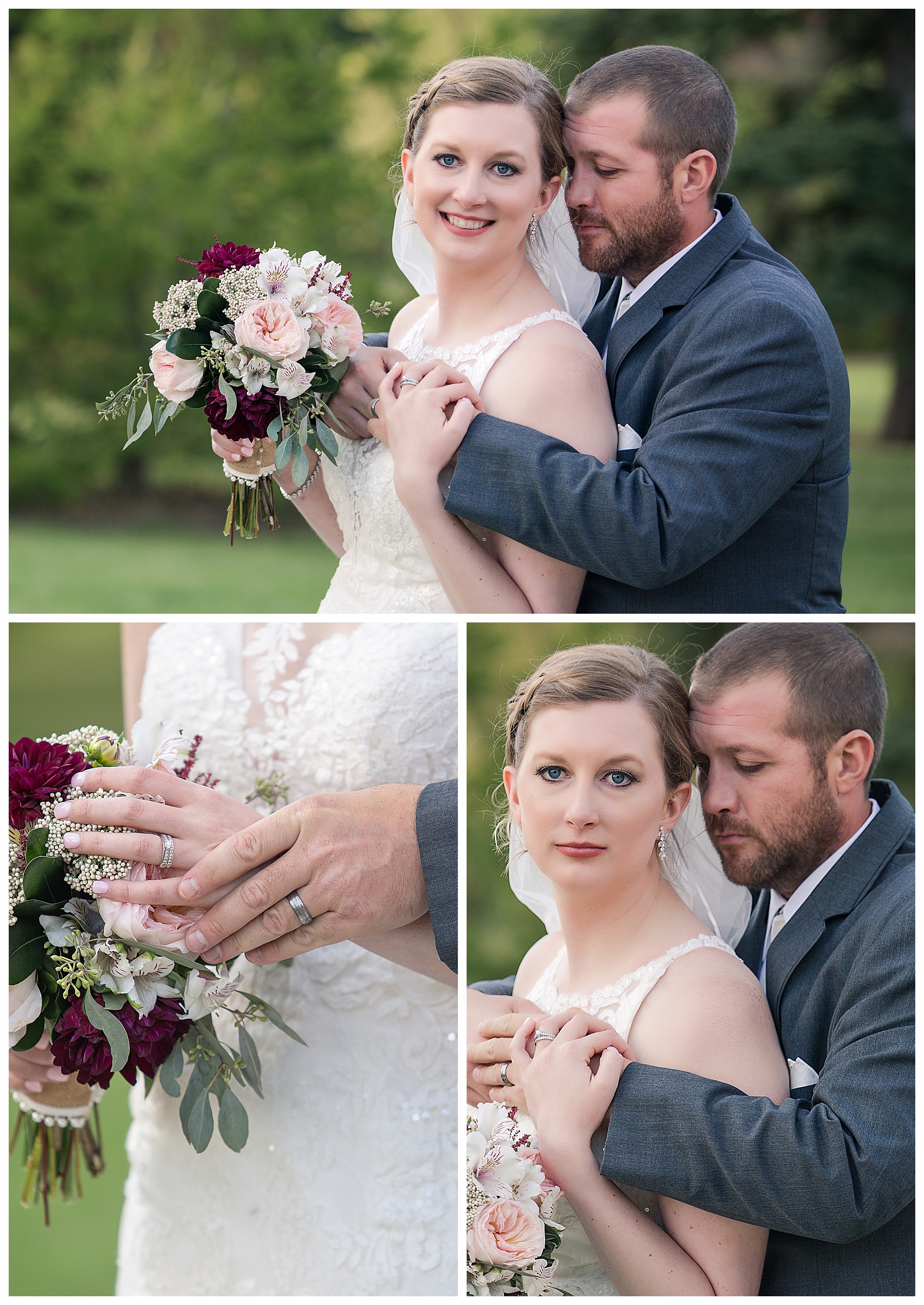 Wedding photos of bride and groom at Dickinson Extension Center