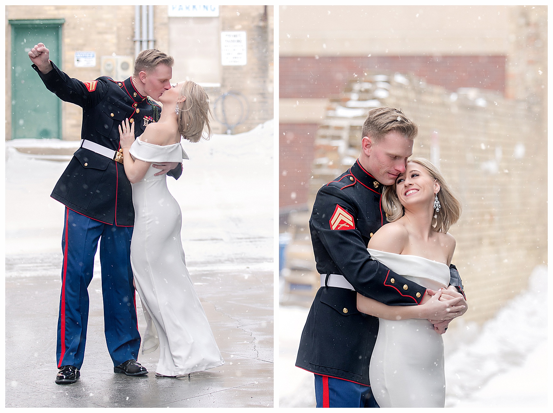 Engagement pictures in Roberts Alley, Fargo