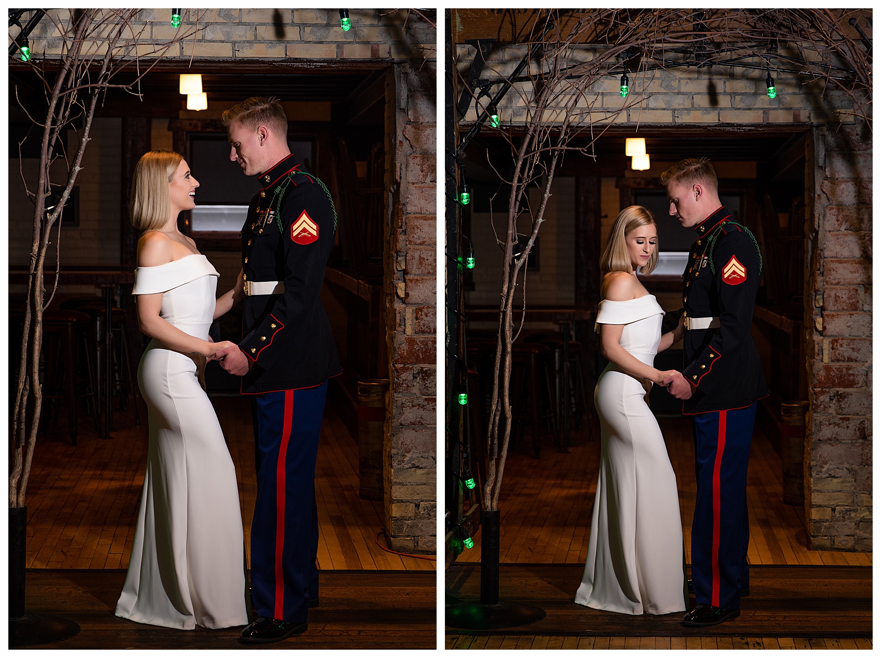 Engagement pictures in formal dress blues