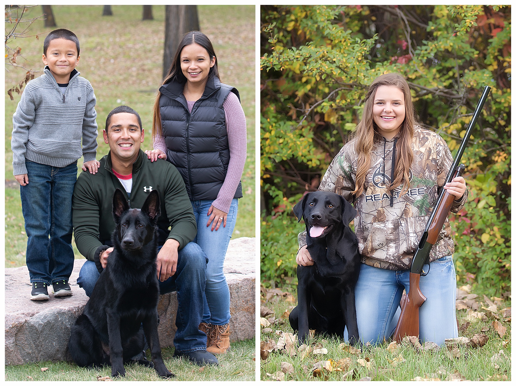 family and senior pictures with dogs